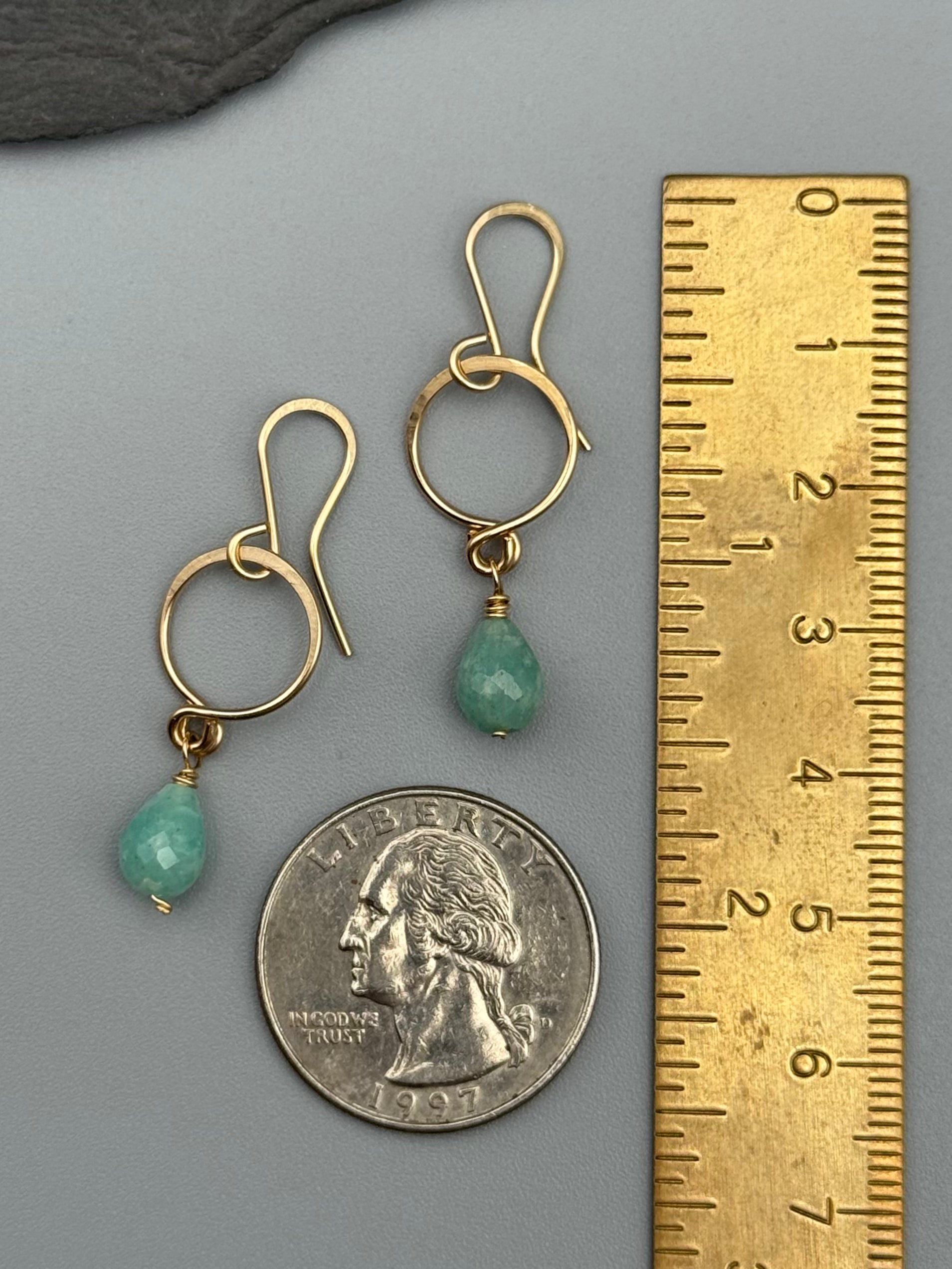 •DROPLET• amazonite + gold dangle earrings