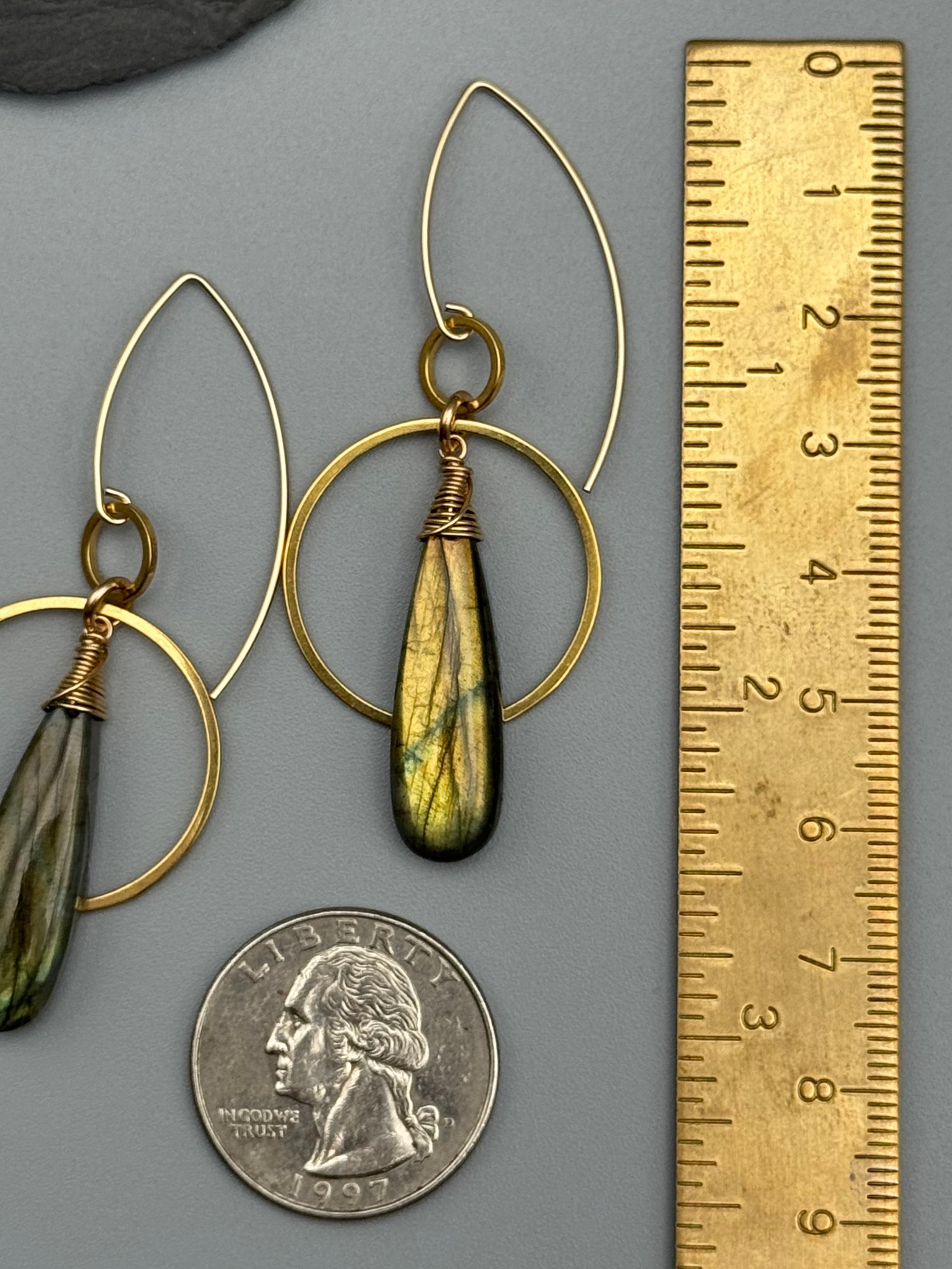 •EQUA-ORBIT• golden labradorite + gold earrings