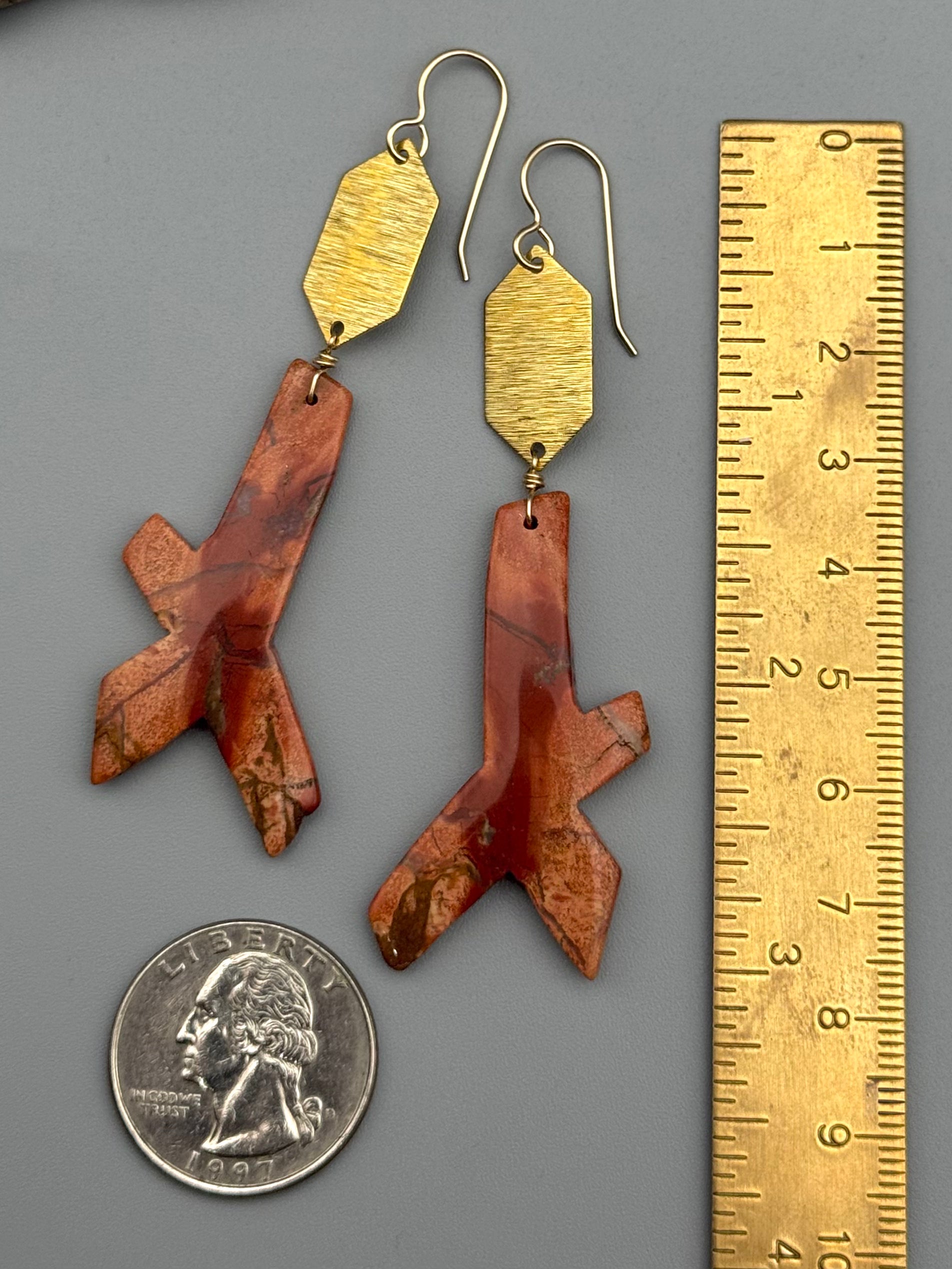 •HEXED• red jasper + gold earrings