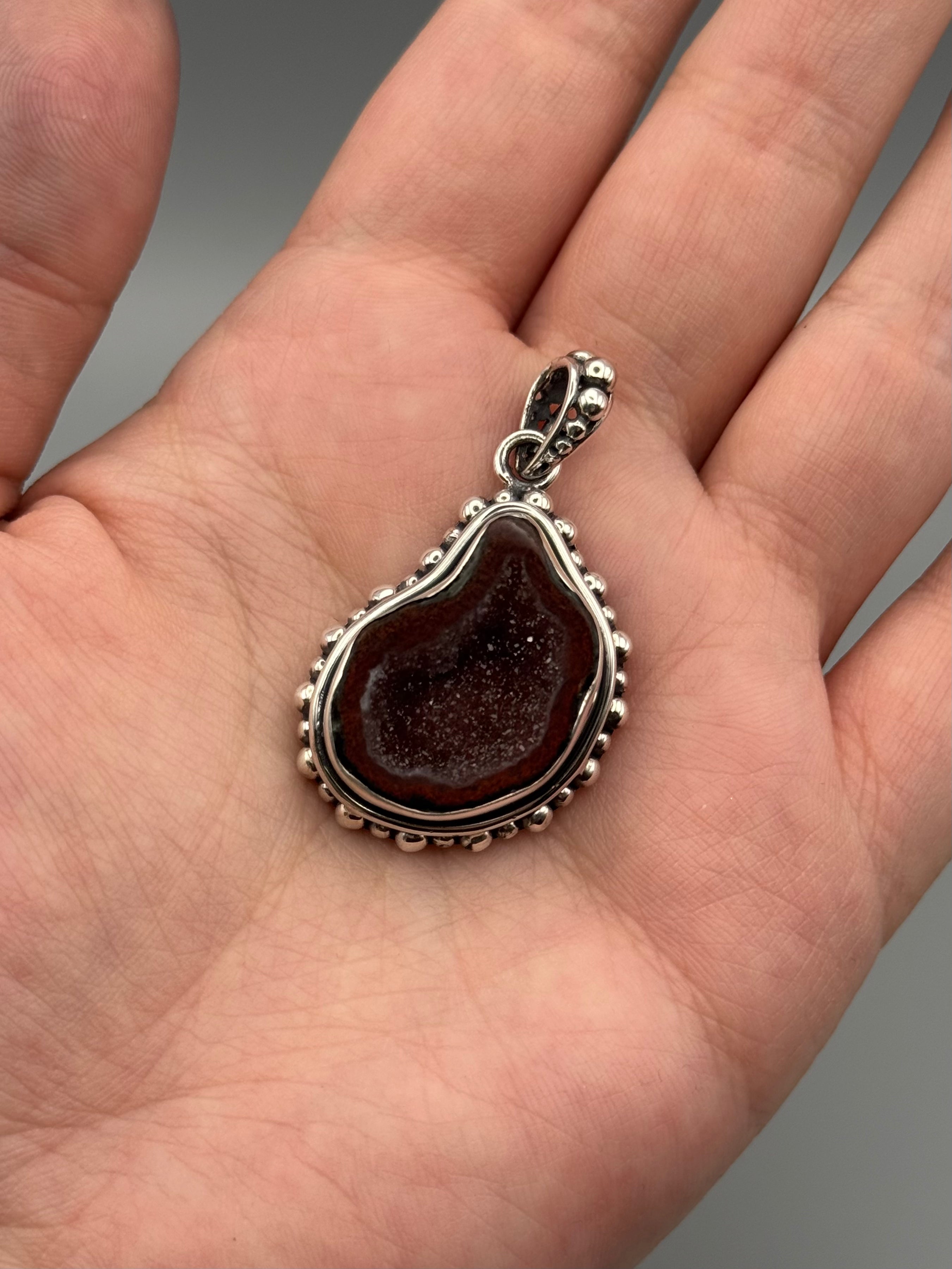 •COCONUT DRUZY - DOTTED FREEFORM 3• sterling silver pendant