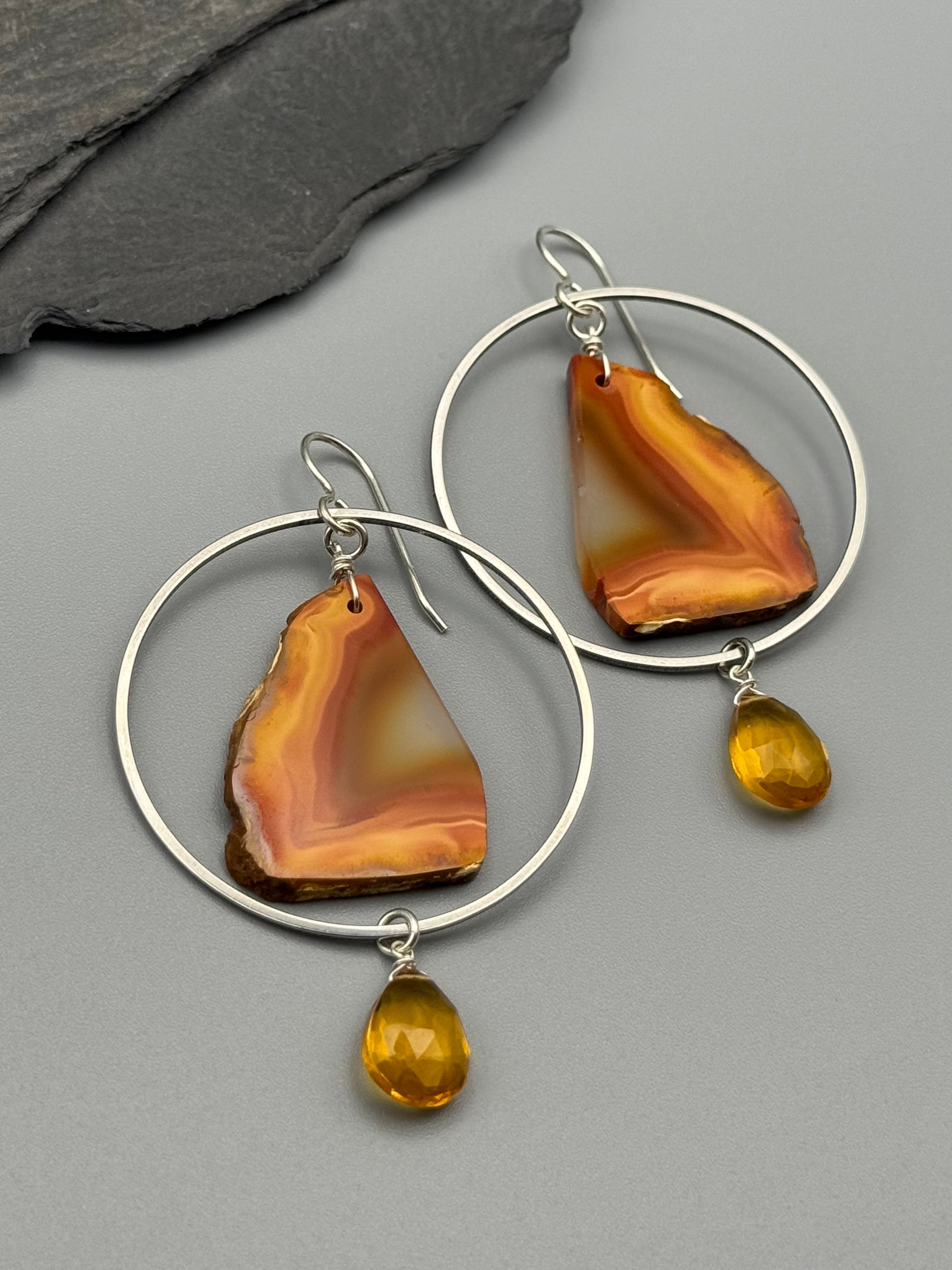 •LUNA• carnelian + citrine silver earrings