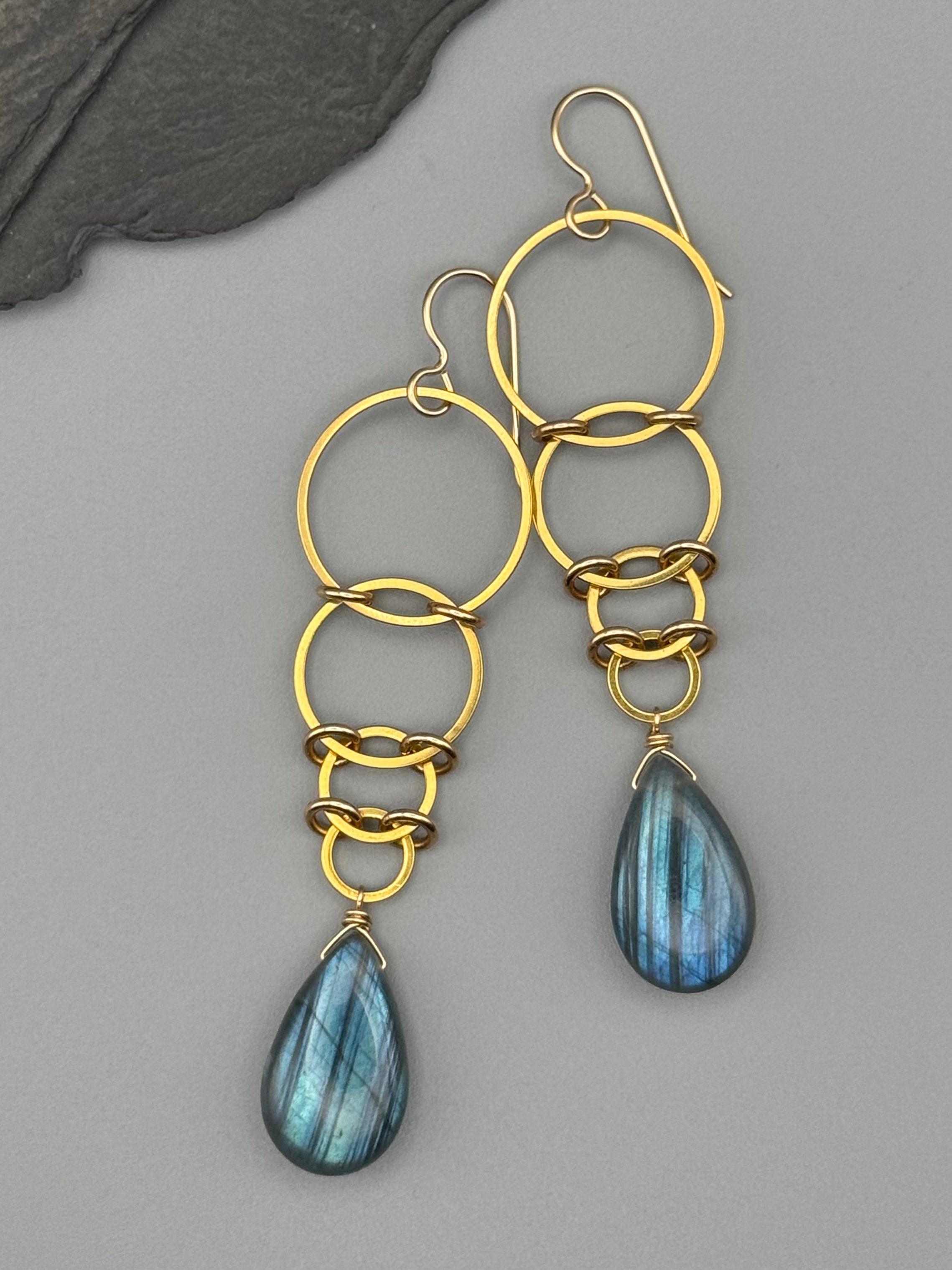 •EOWYN• labradorite tear + gold earrings