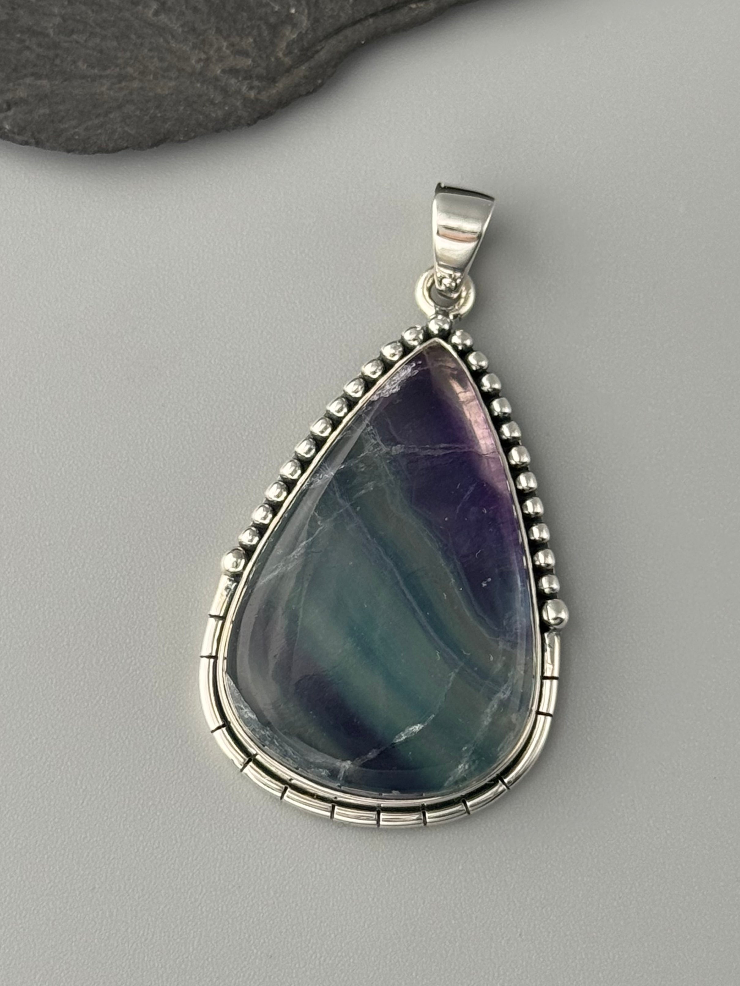 •FLUORITE TEAR - CANYON• sterling silver pendant
