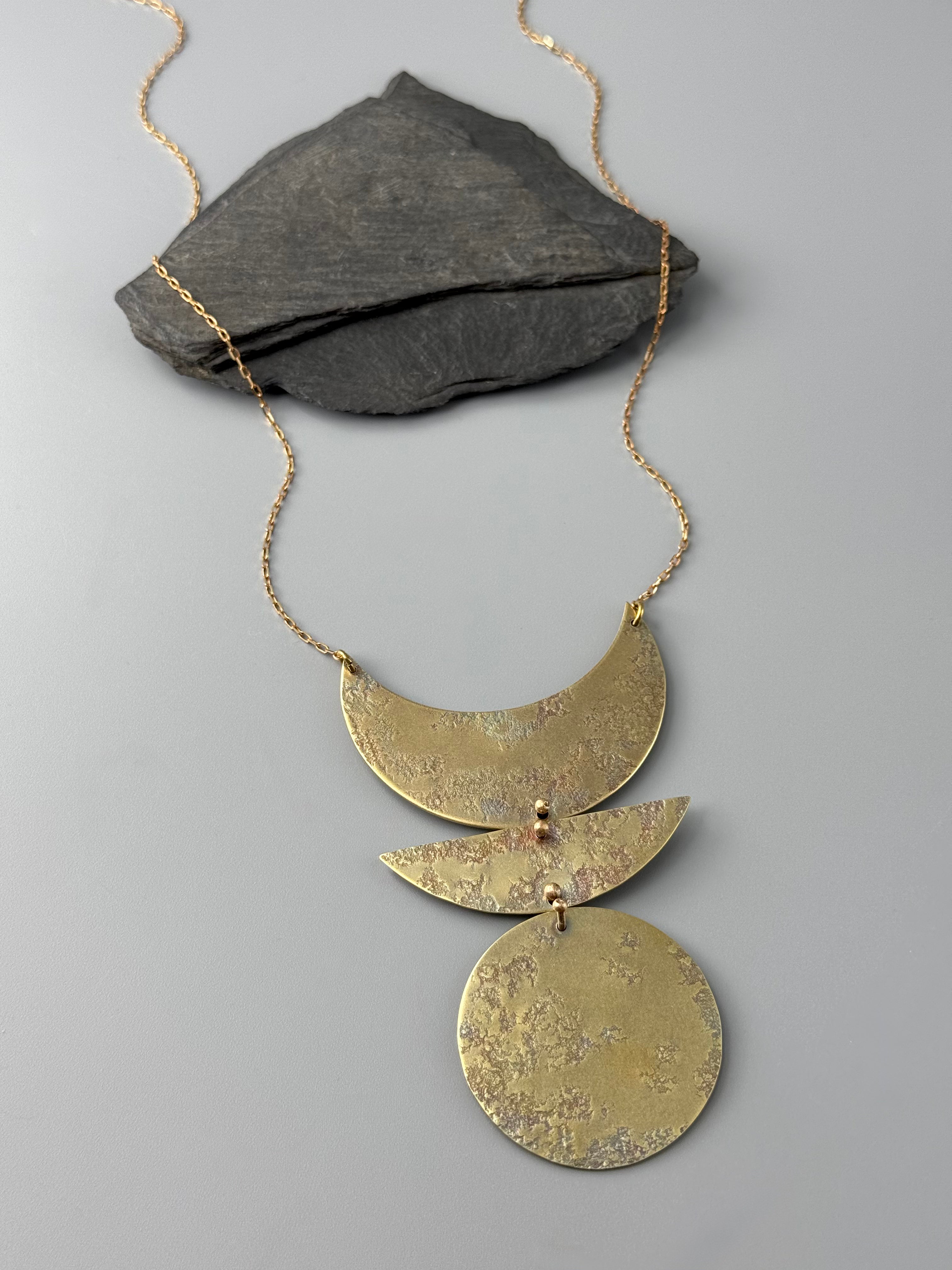 •STAGES• brass necklace (32" long + 3.75" drop)