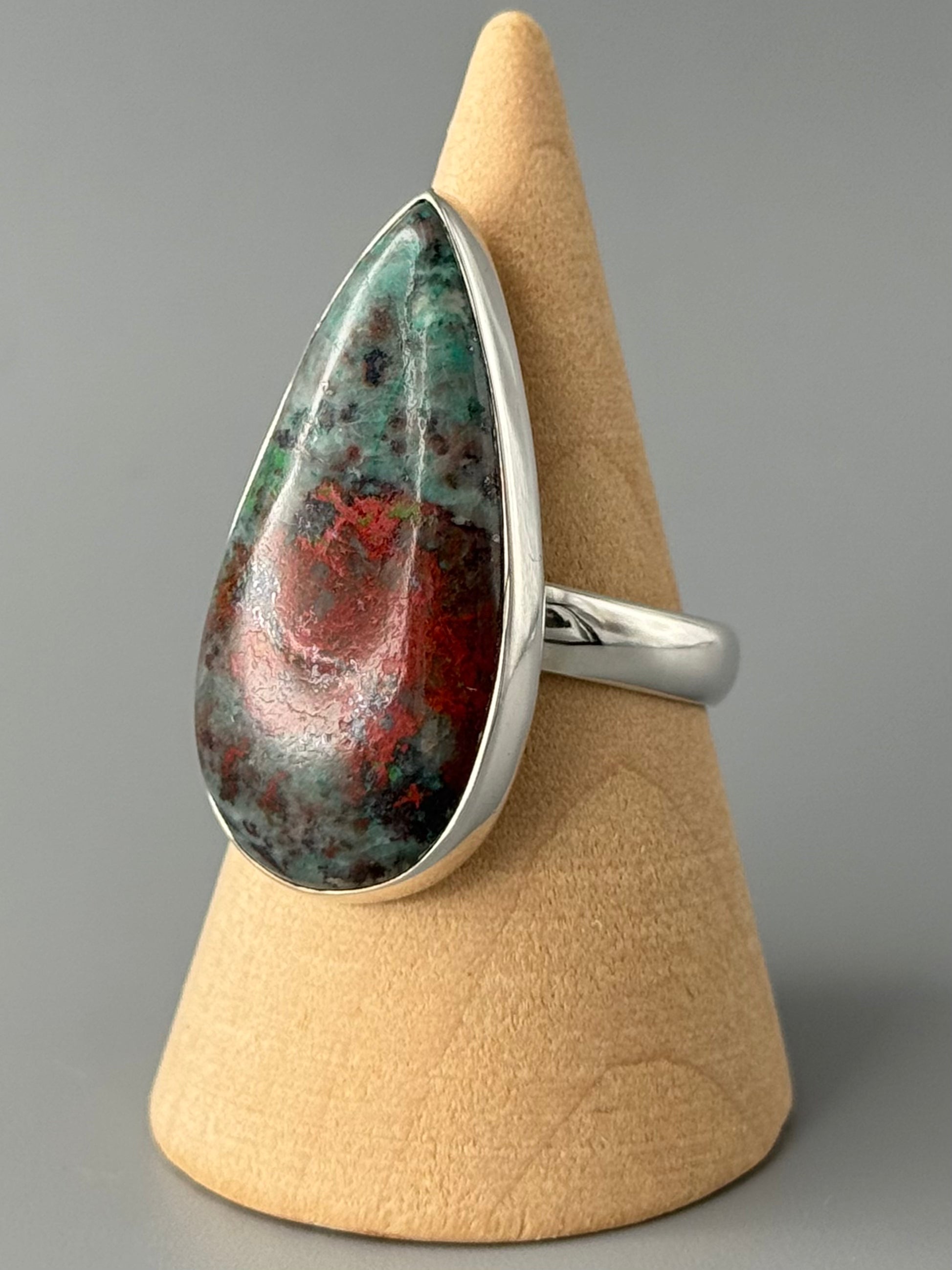 •SONORAN JASPER - TEAR• simple bezel silver ring (size 9)