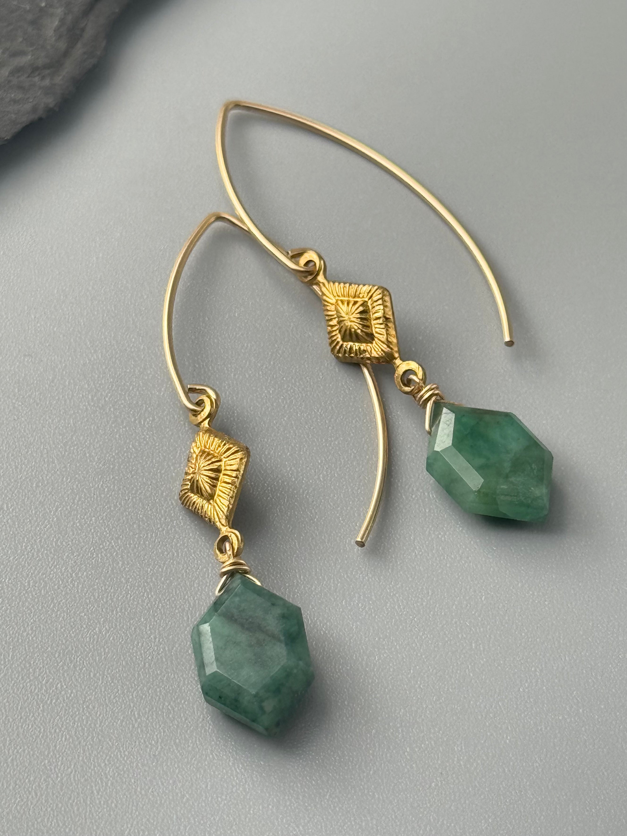 •AGATHA• emerald + gold earrings