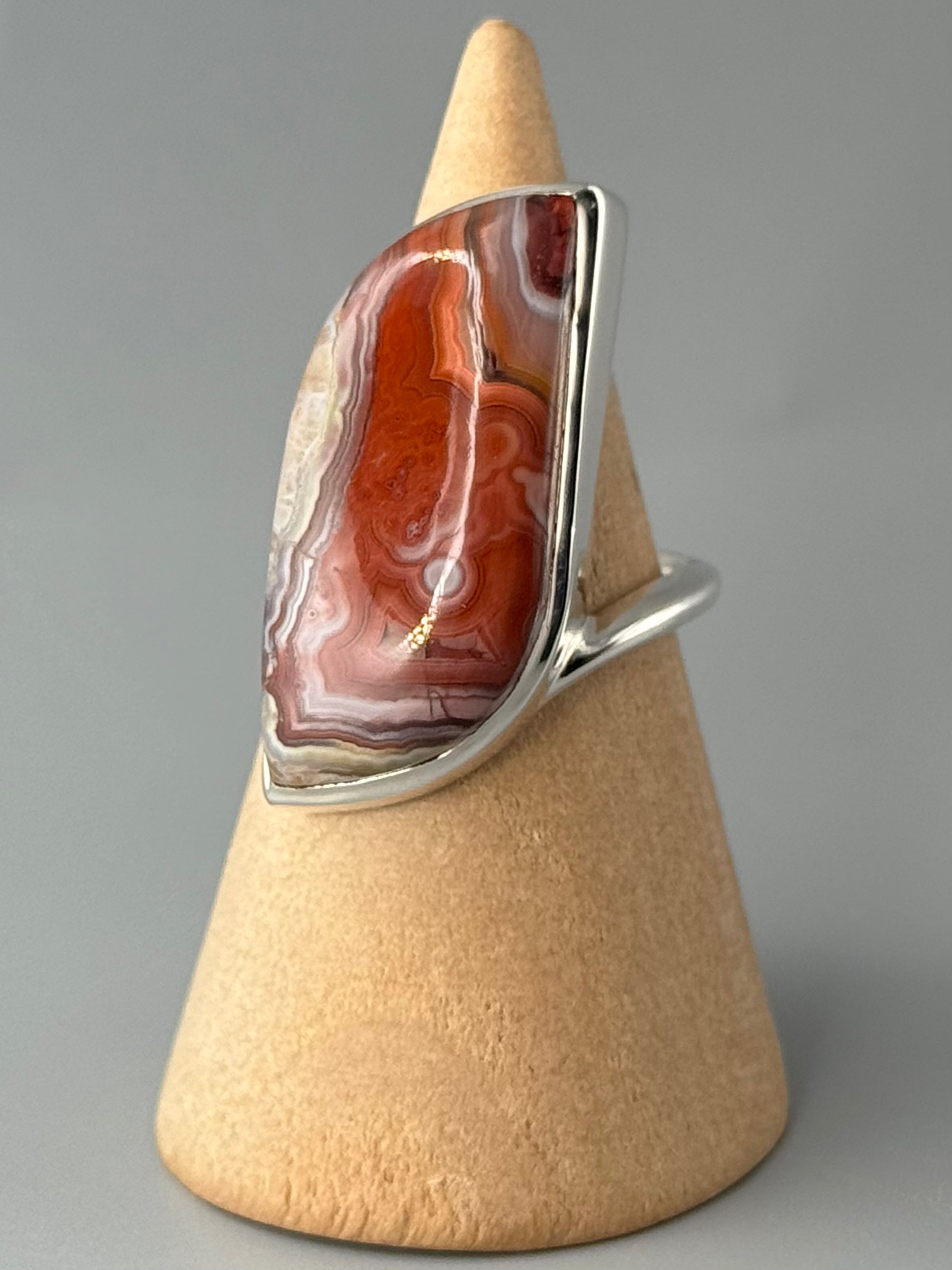 •CRAZY LACE AGATE - PARTRIDGE• sterling silver ring (size 6)