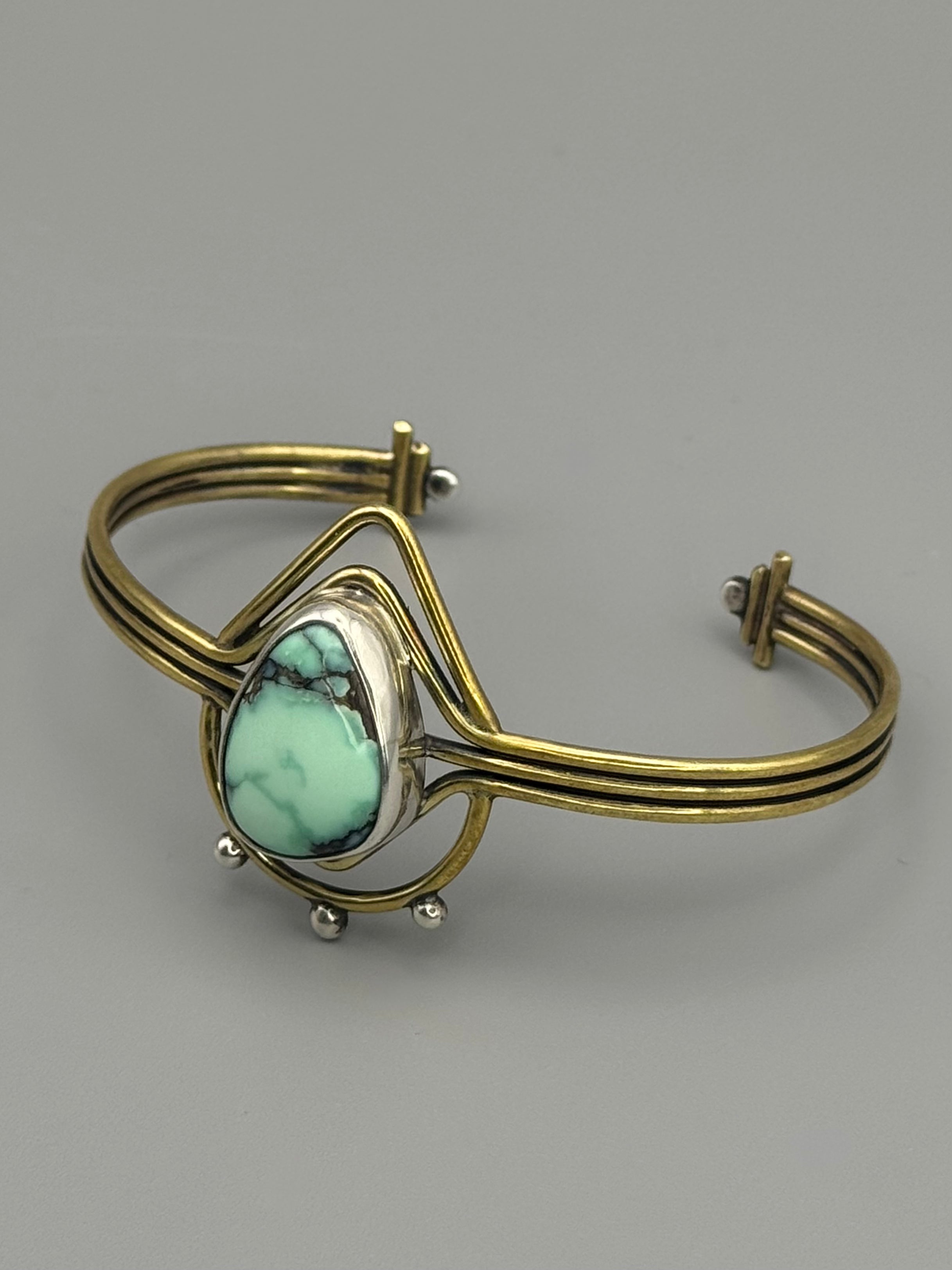 •TURQUOISE FREEFORM• mixed metal cuff bracelet