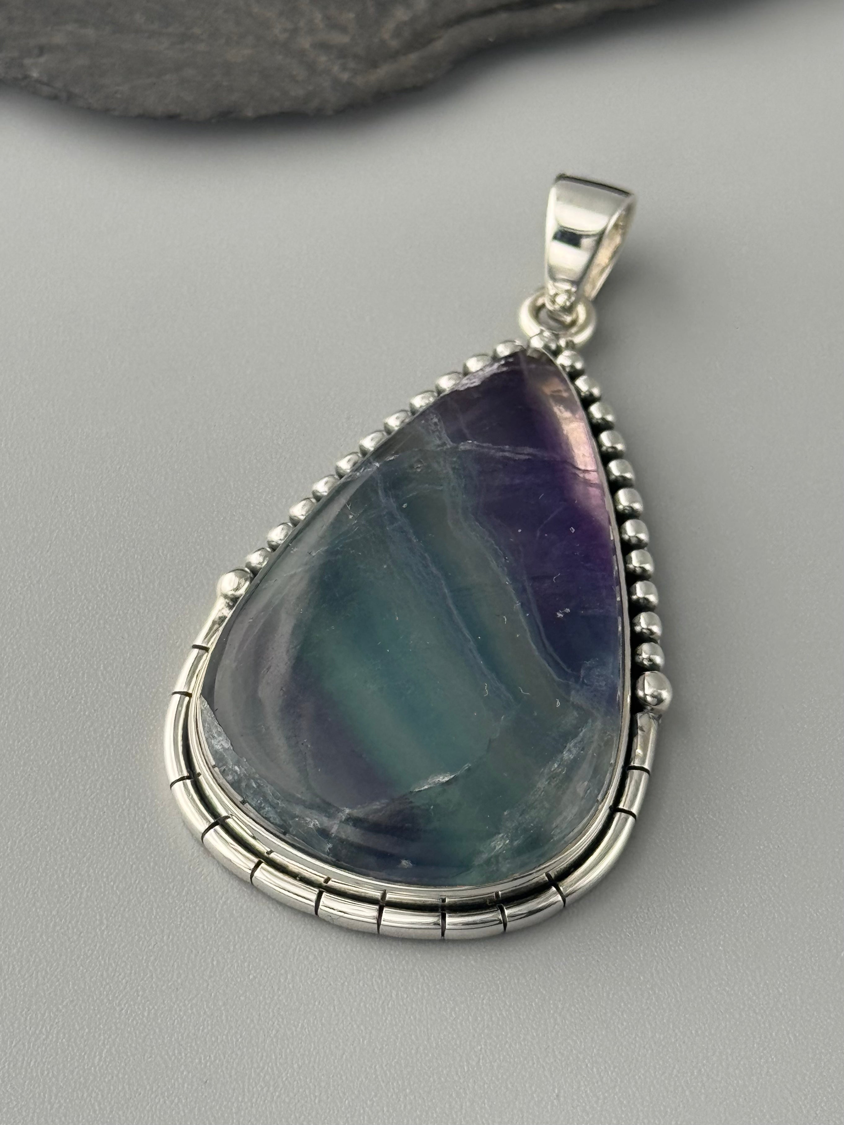 •FLUORITE TEAR - CANYON• sterling silver pendant