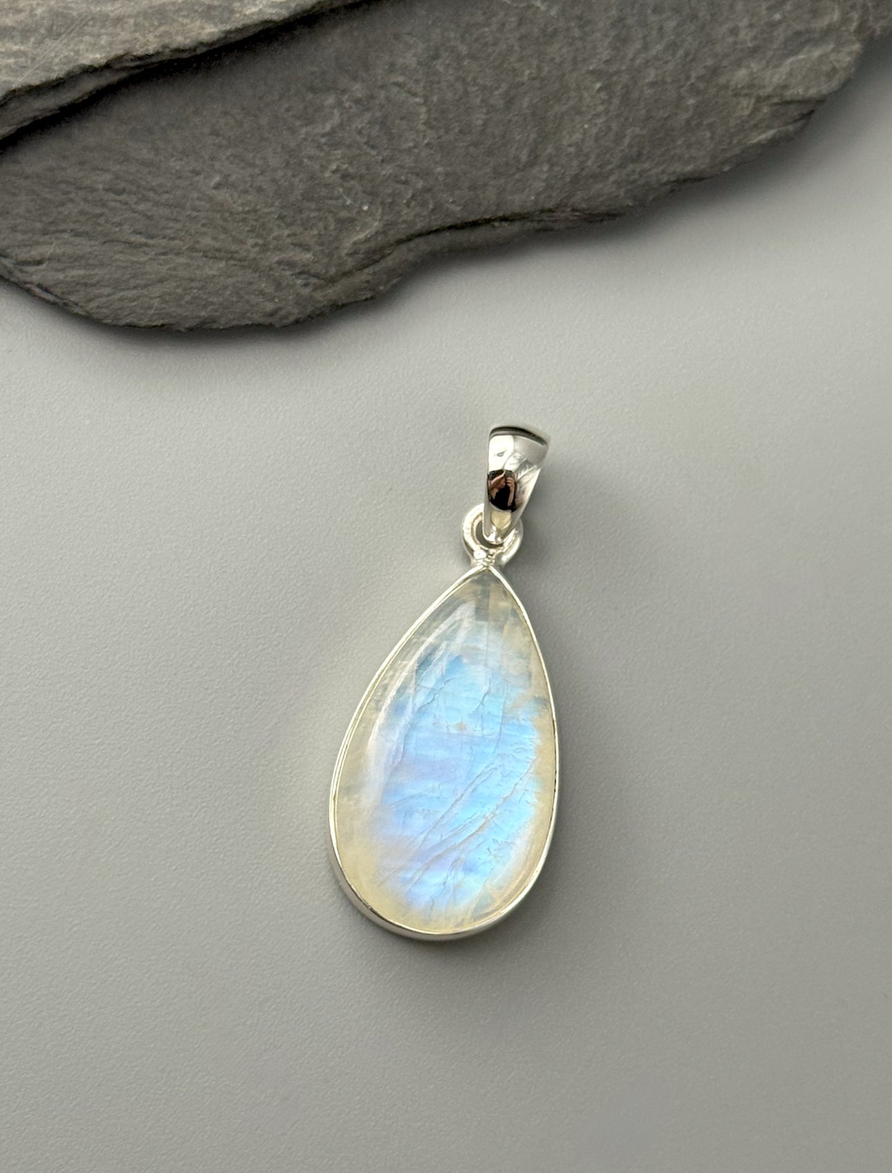 •RAINBOW MOONSTONE - SMALL TEARDROP• sterling silver pendant