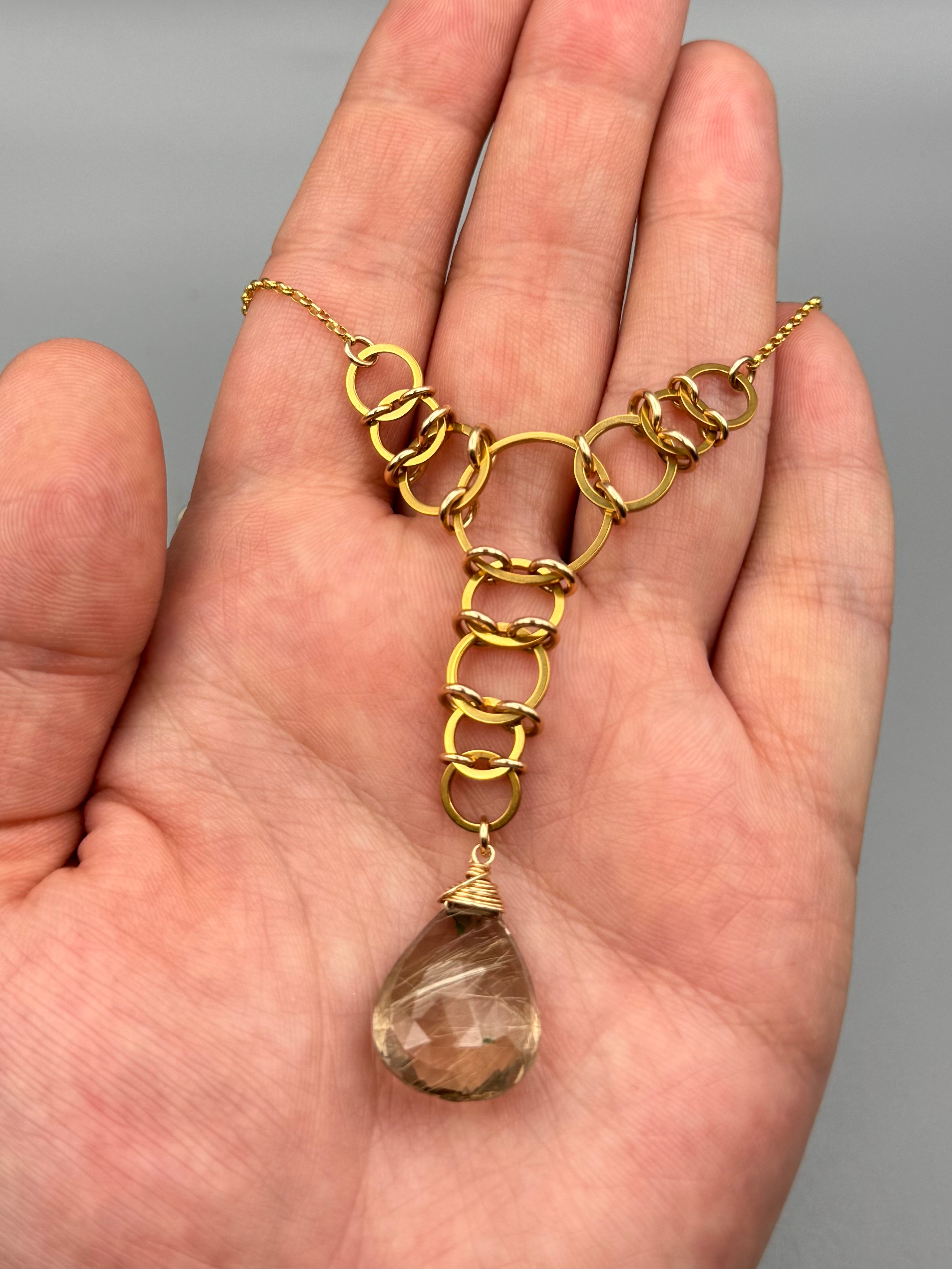 •EOWYN• rutilated quartz + gold necklace (17"-19" long)