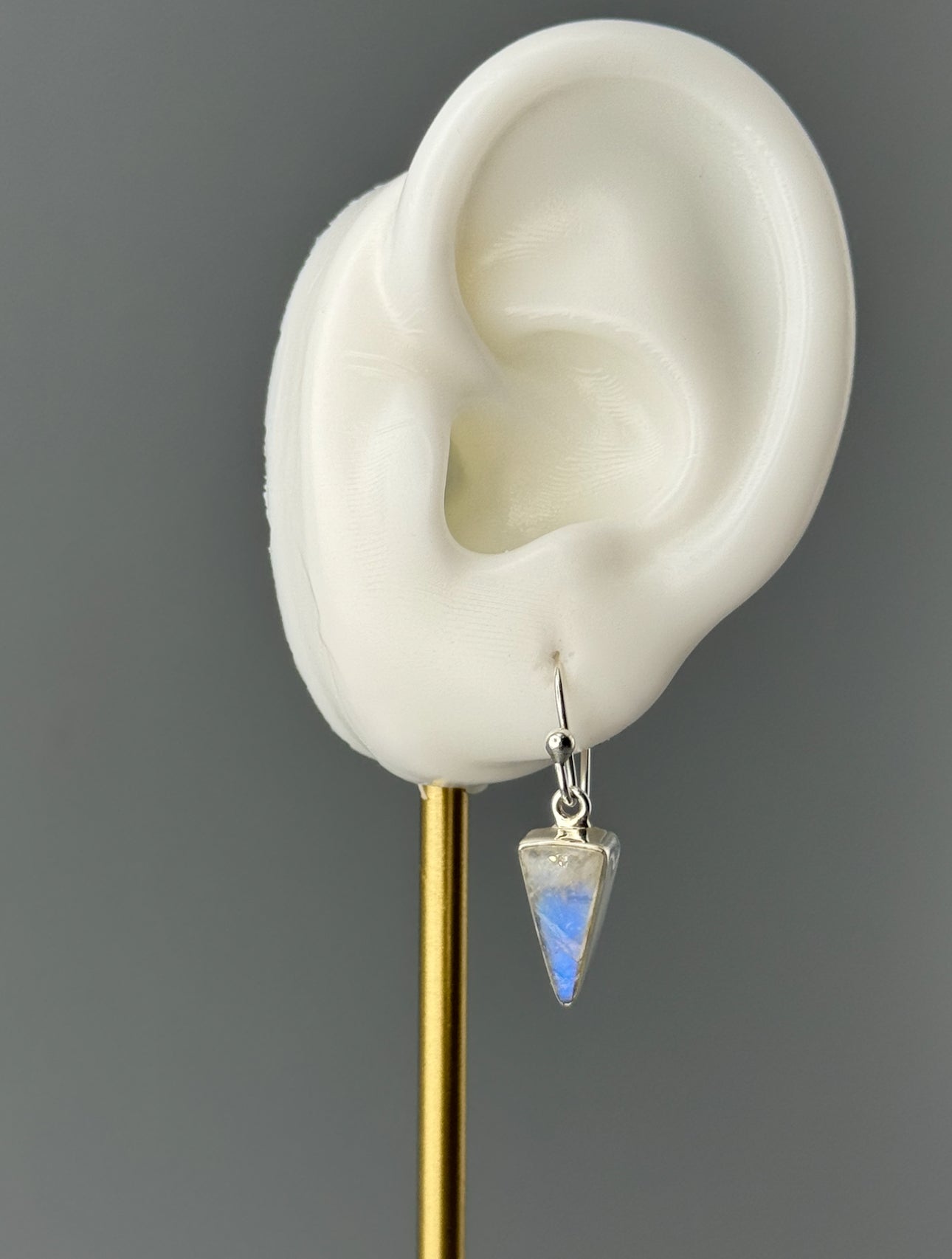 •RAINBOW MOONSTONE FANG• silver dangle earrings