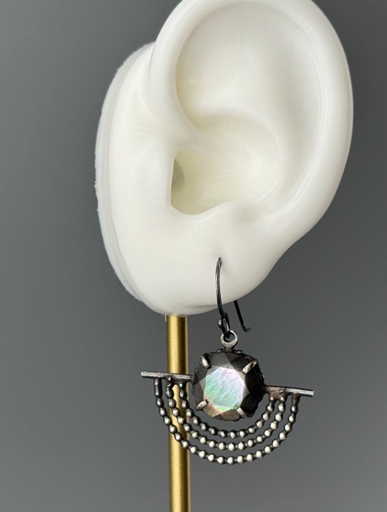 •OUTSTRETCHED WINGS• mother of pearl + silver dangle earrings