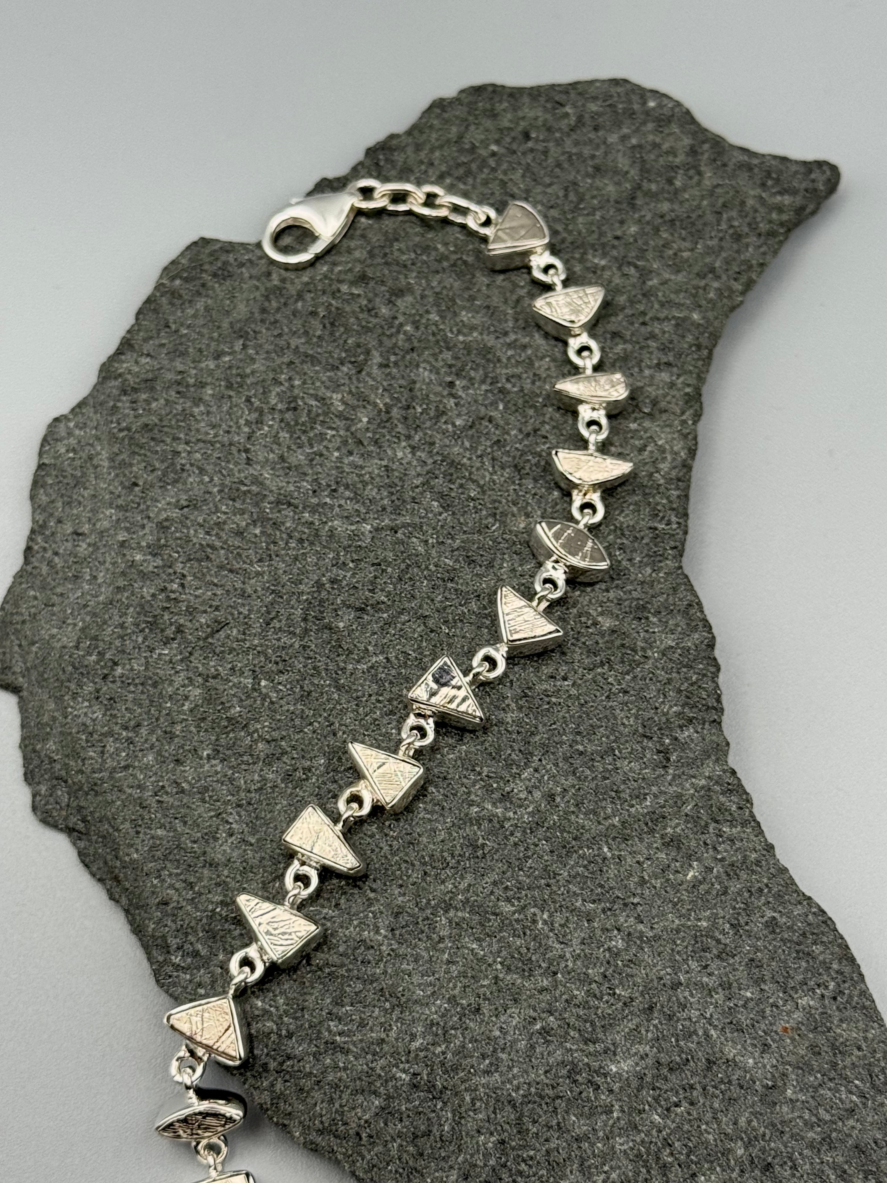 •METEORITE - GEO MIX• linked silver bracelet (7.5" - 9")