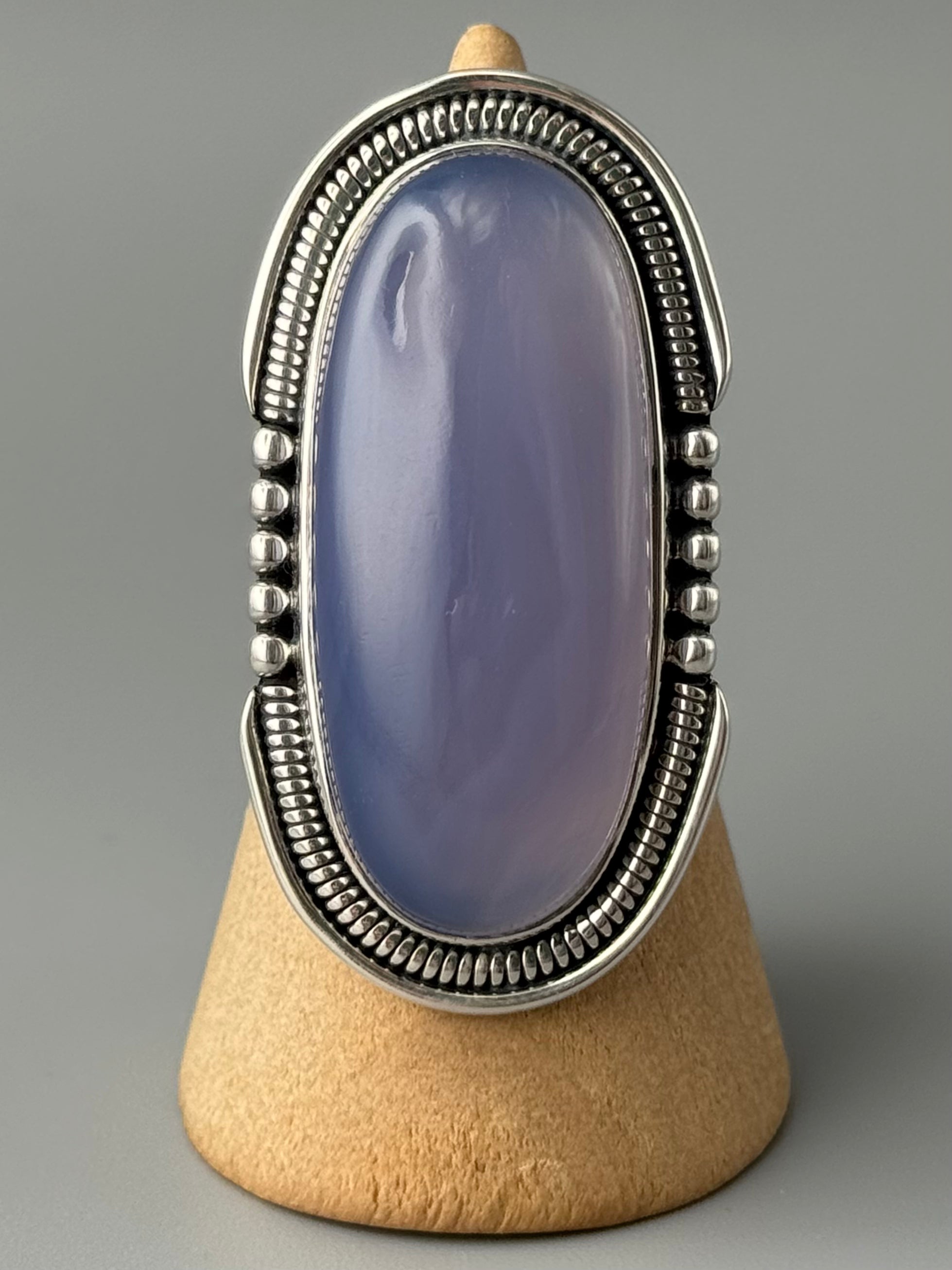 •BLUE CHALCEDONY - INTERSTELLAR• split band silver ring (various sizes)