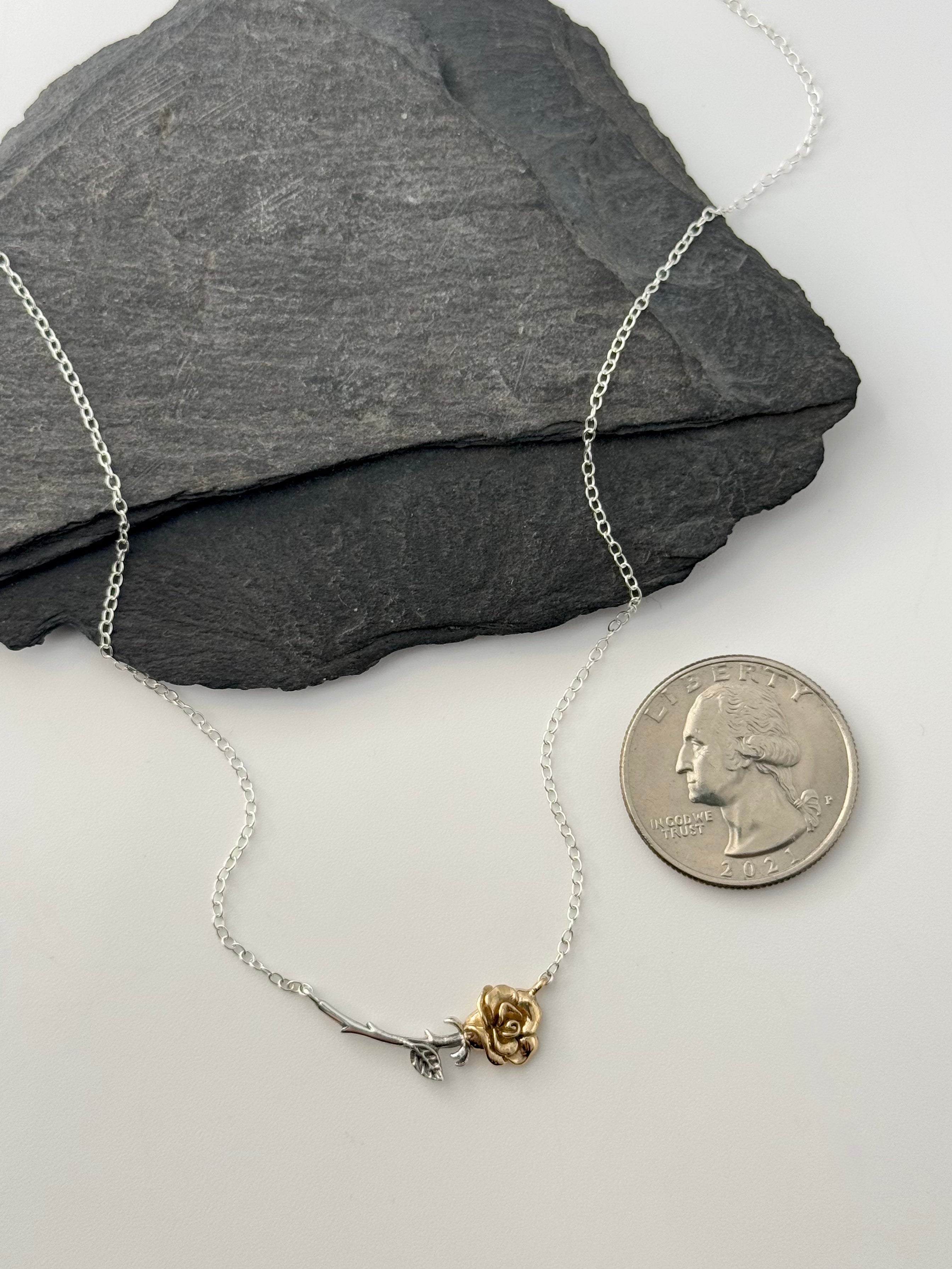 •EVERY ROSE• recycled silver + bronze necklace