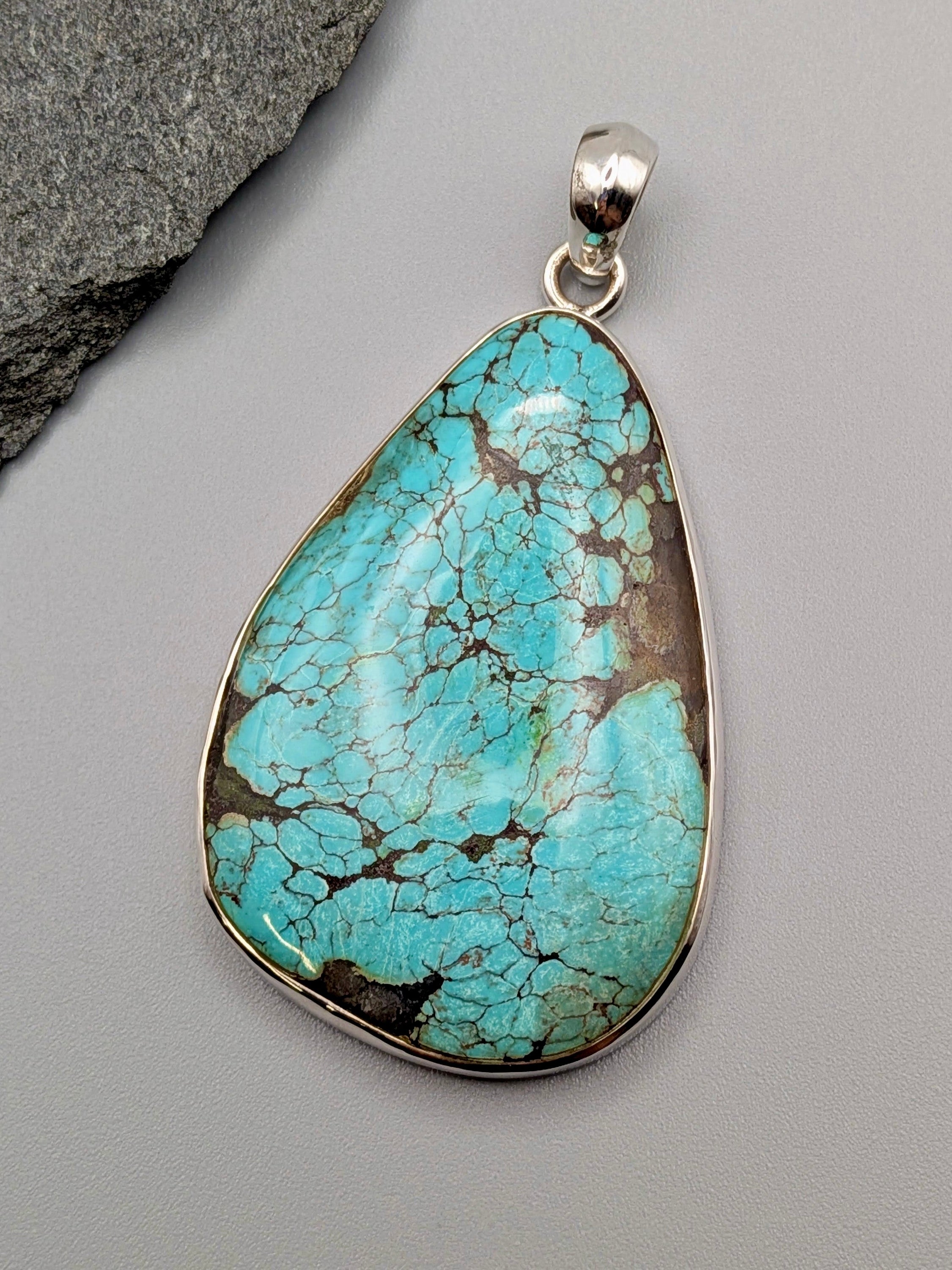 •TIBETAN TURQUOISE TEAR• sterling silver pendant