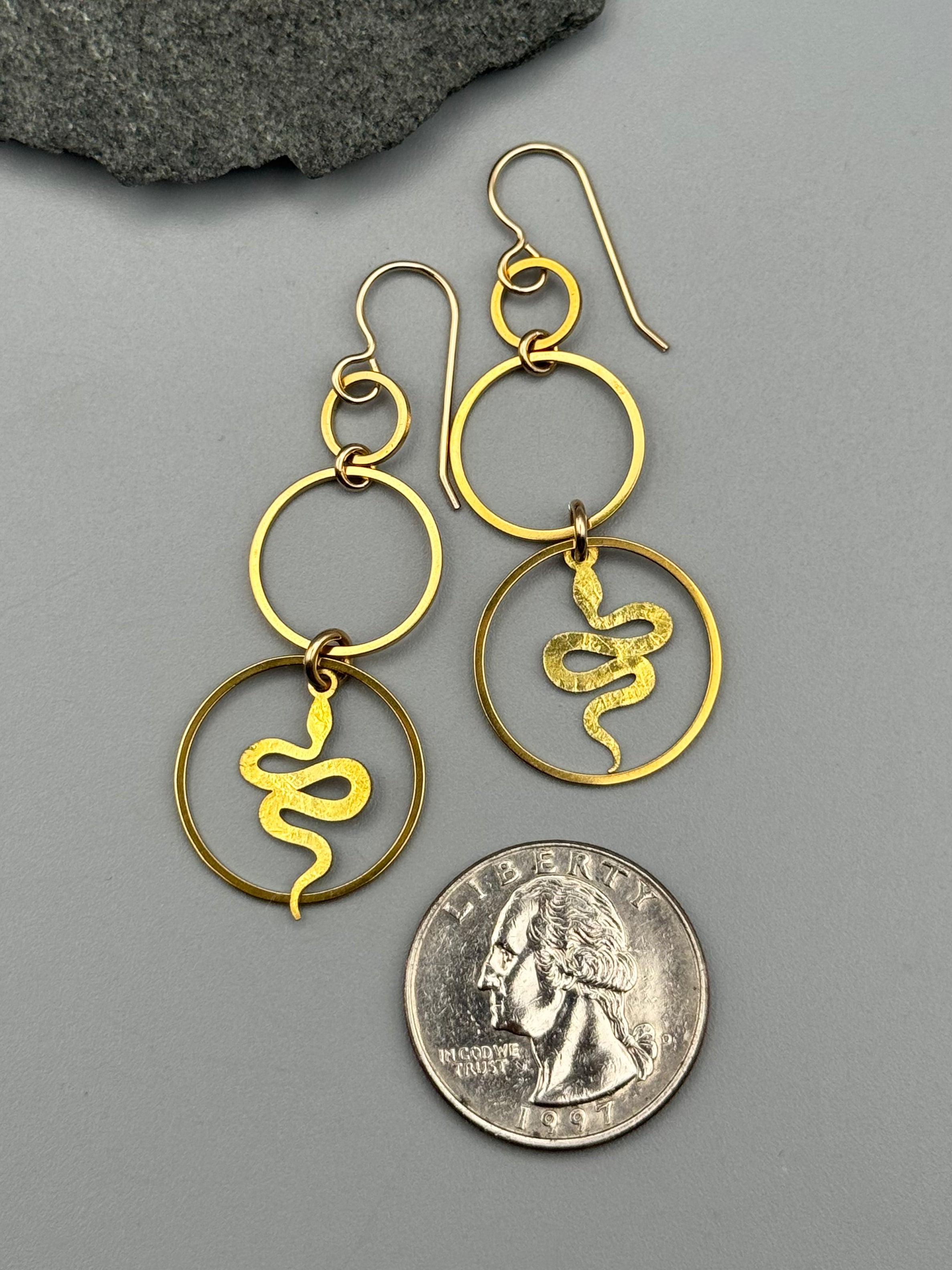•NĀGA HOOPS• gold dangle earrings