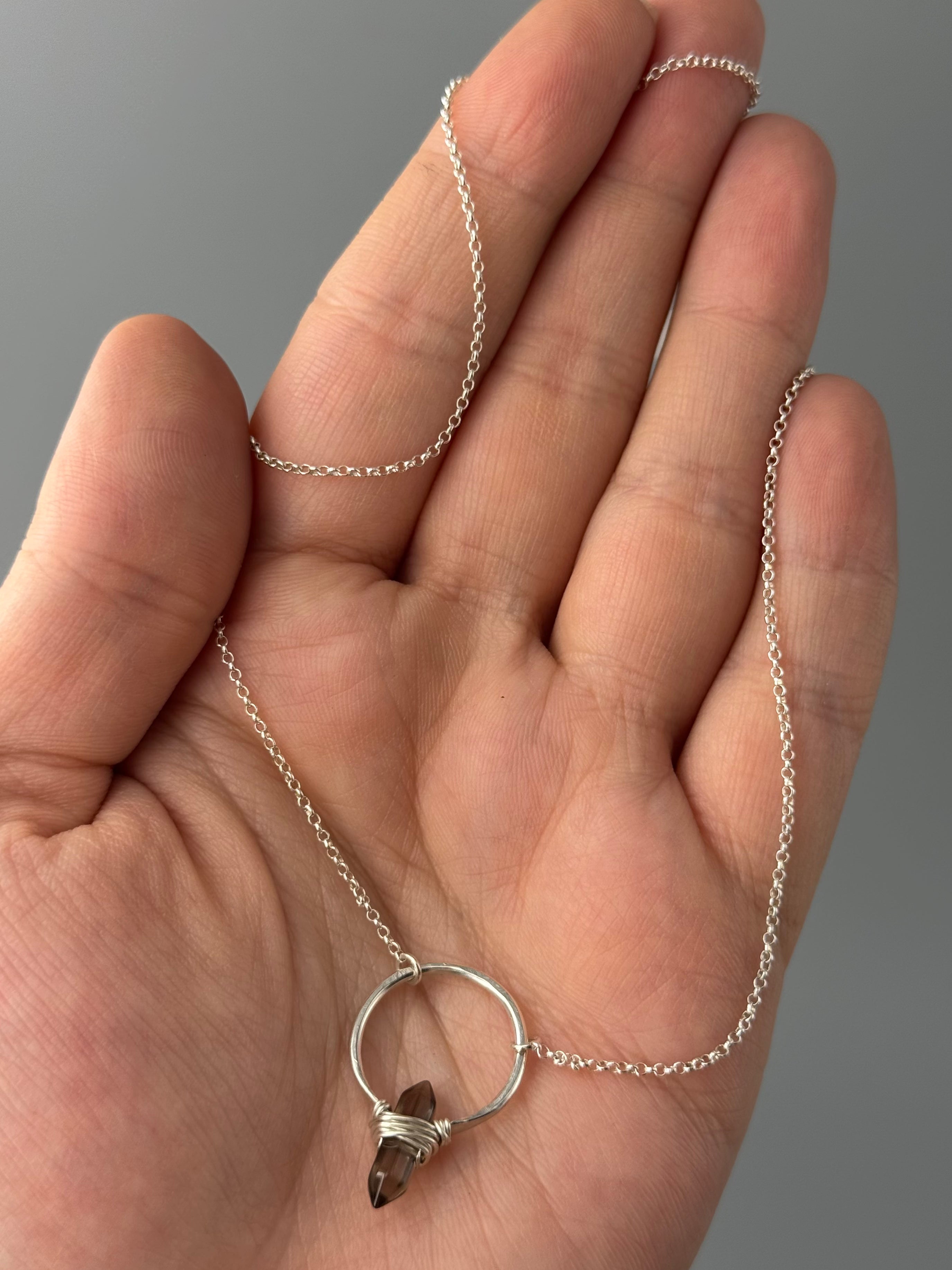 •CREST• smoky quartz + silver necklace (various lengths)