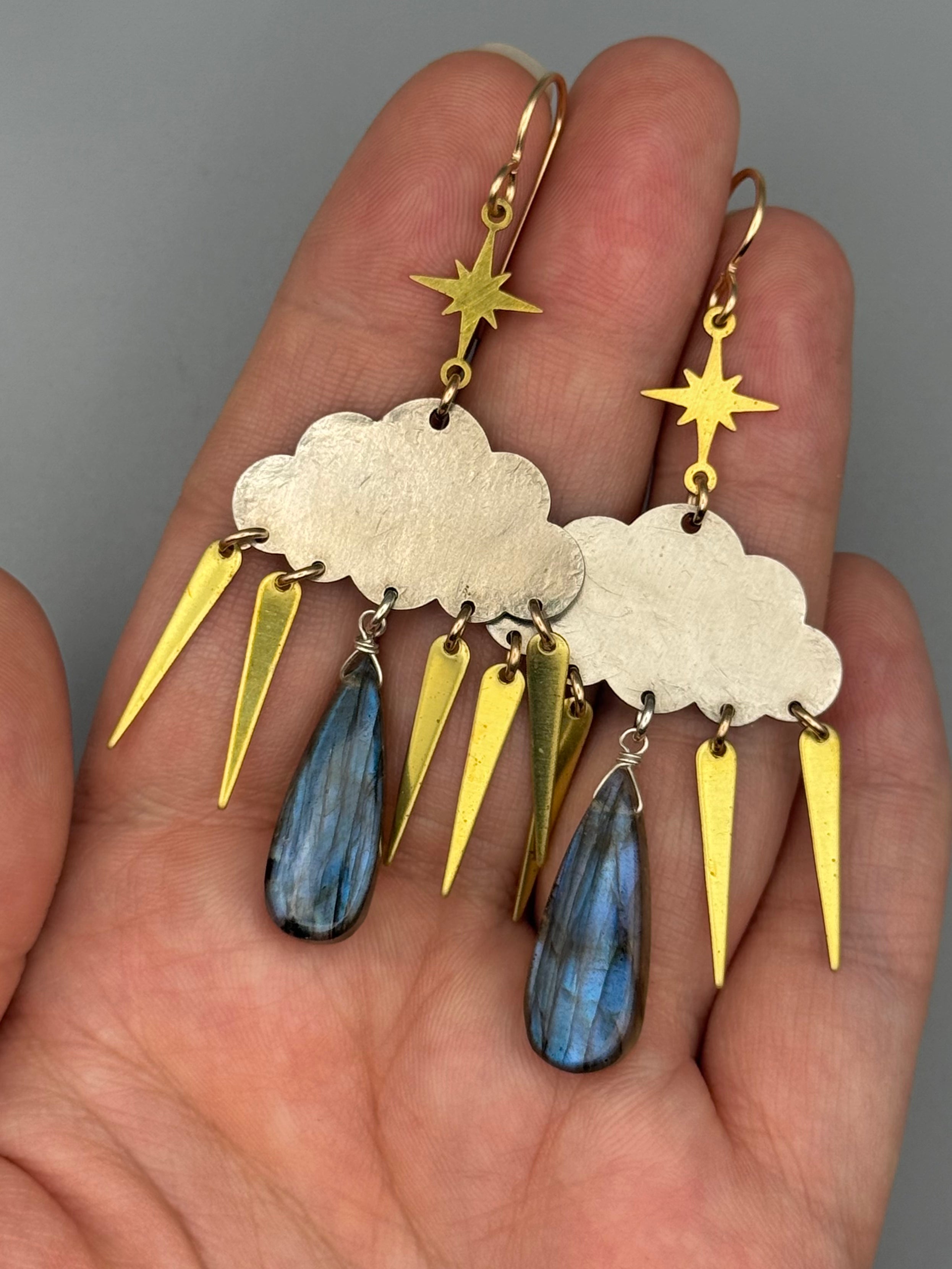 •STORMY• labradorite + mixed metal earrings