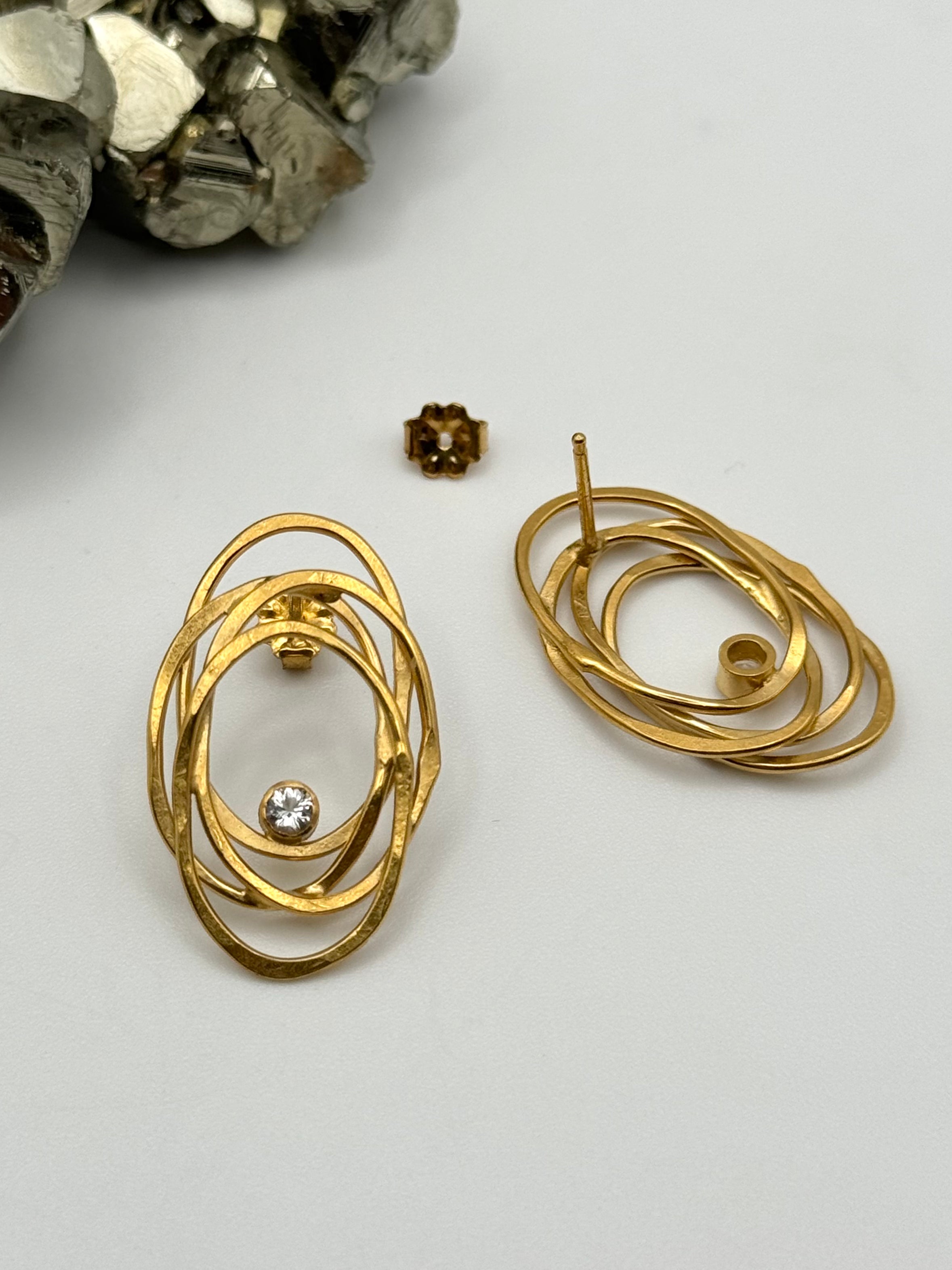 •BIG GALAXY• topaz + gold post earrings