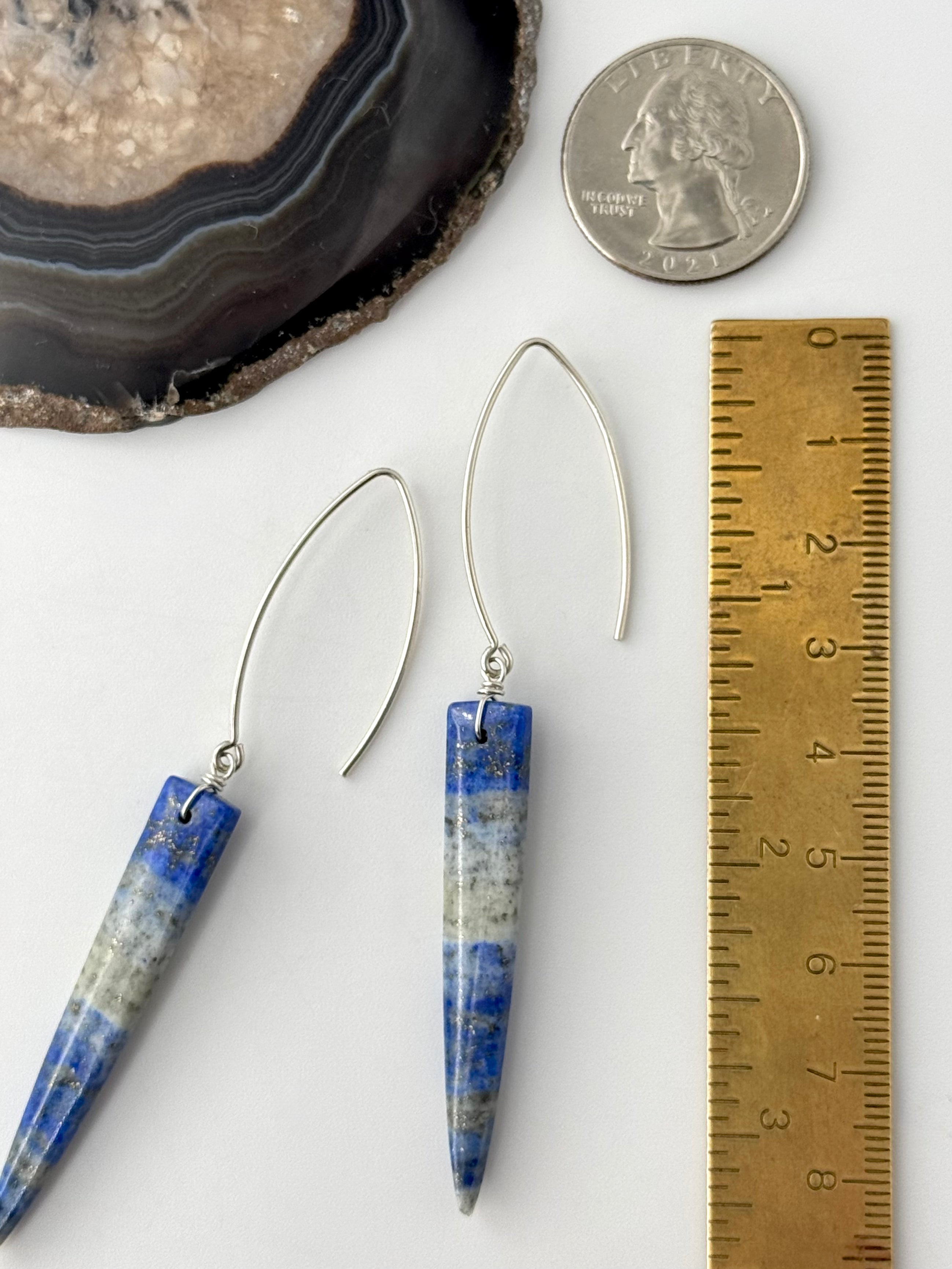 •STRAY• lapis + silver dangle earrings