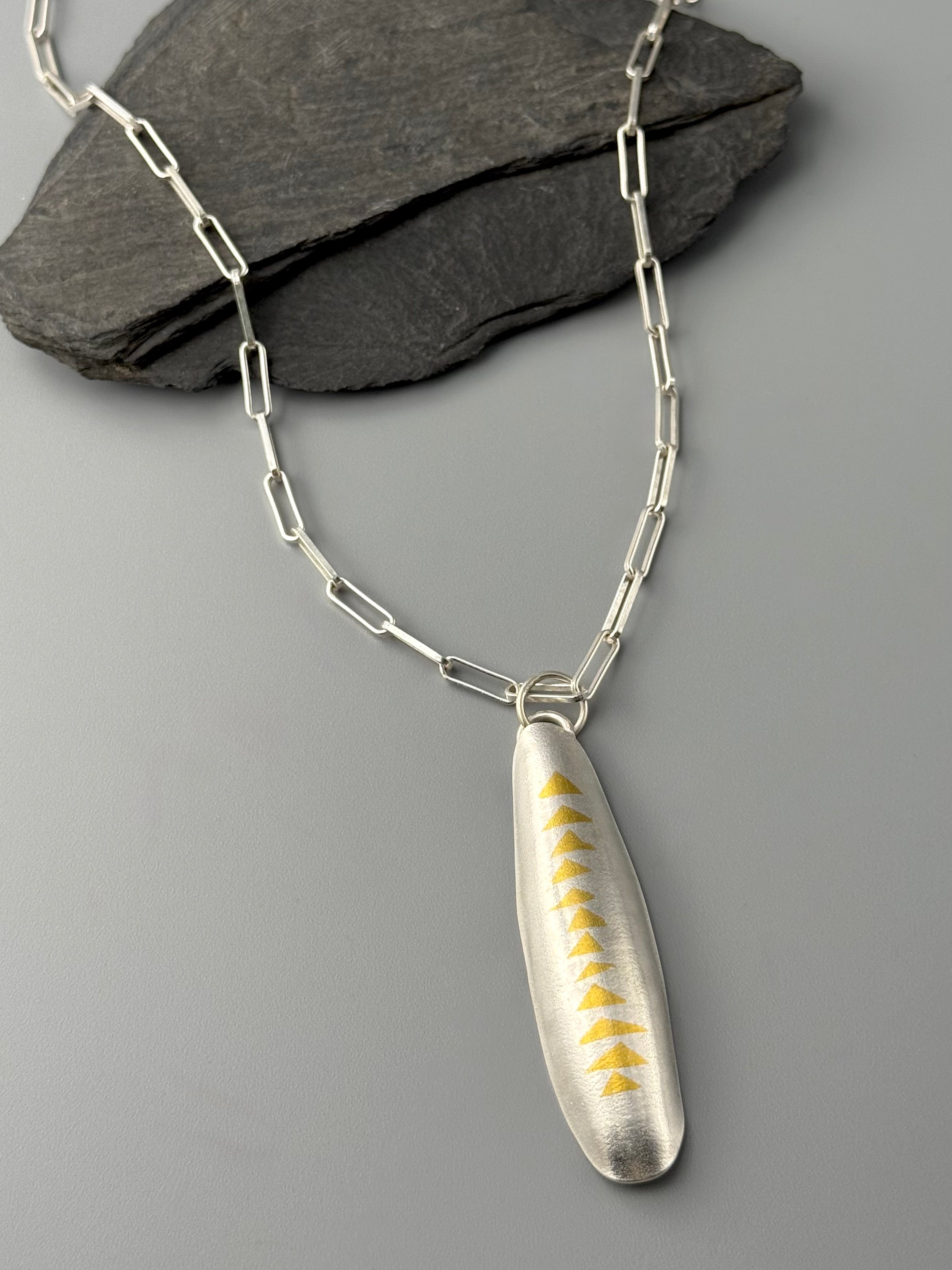 •KEUM-BOO TRIANGLES• sterling silver + gold necklace (16" long)