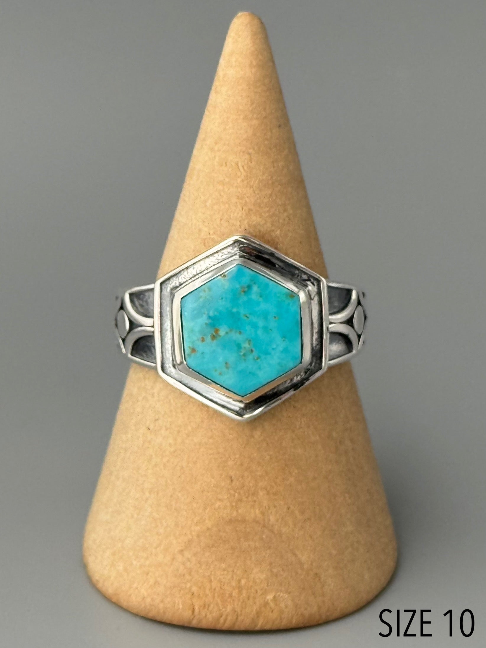 •MEXICAN TURQUOISE - HEX SIGNET• sterling silver ring (various sizes)