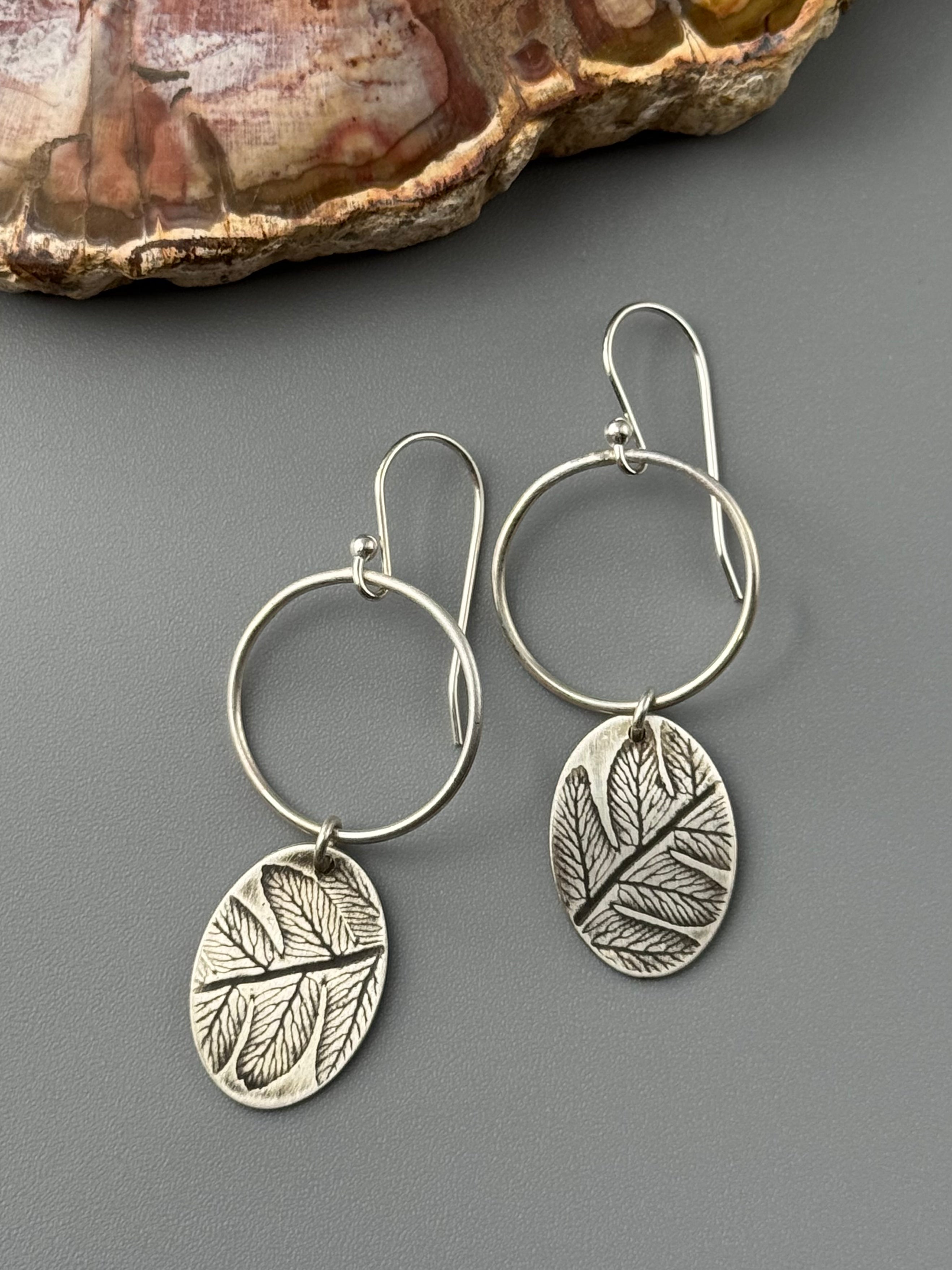 •FERN MOON• silver dangle earrings