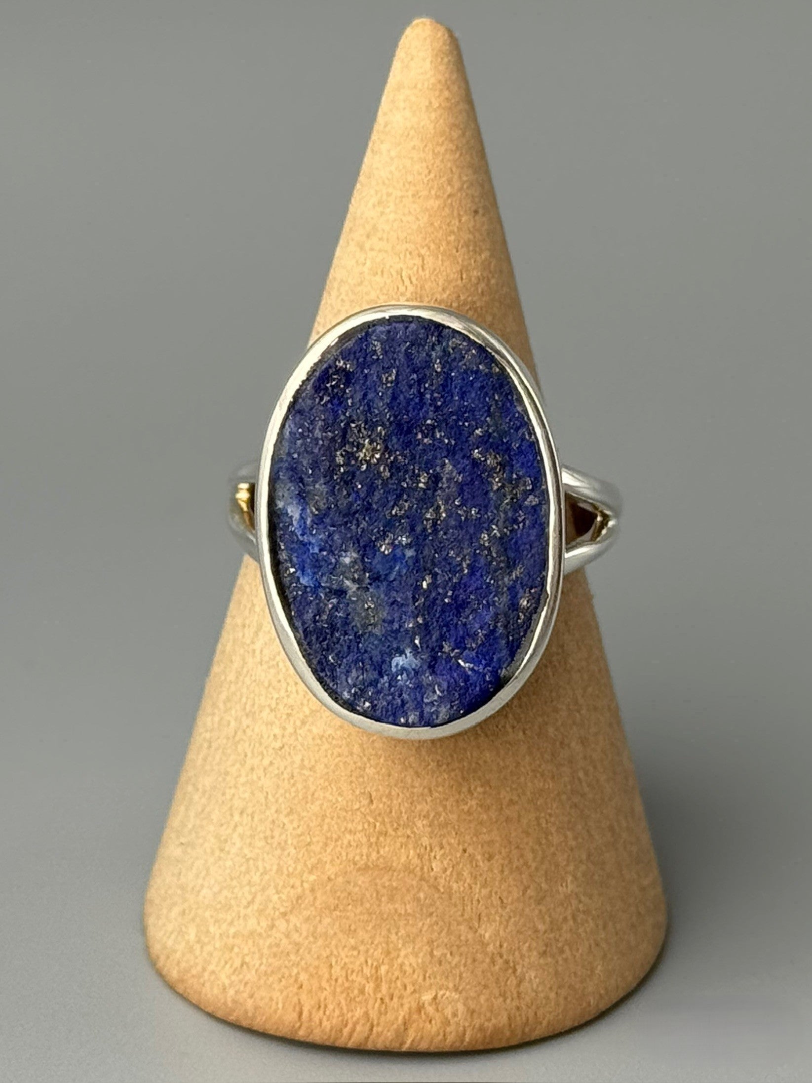 •LAPIS - OVAL• split band silver ring (size 9)