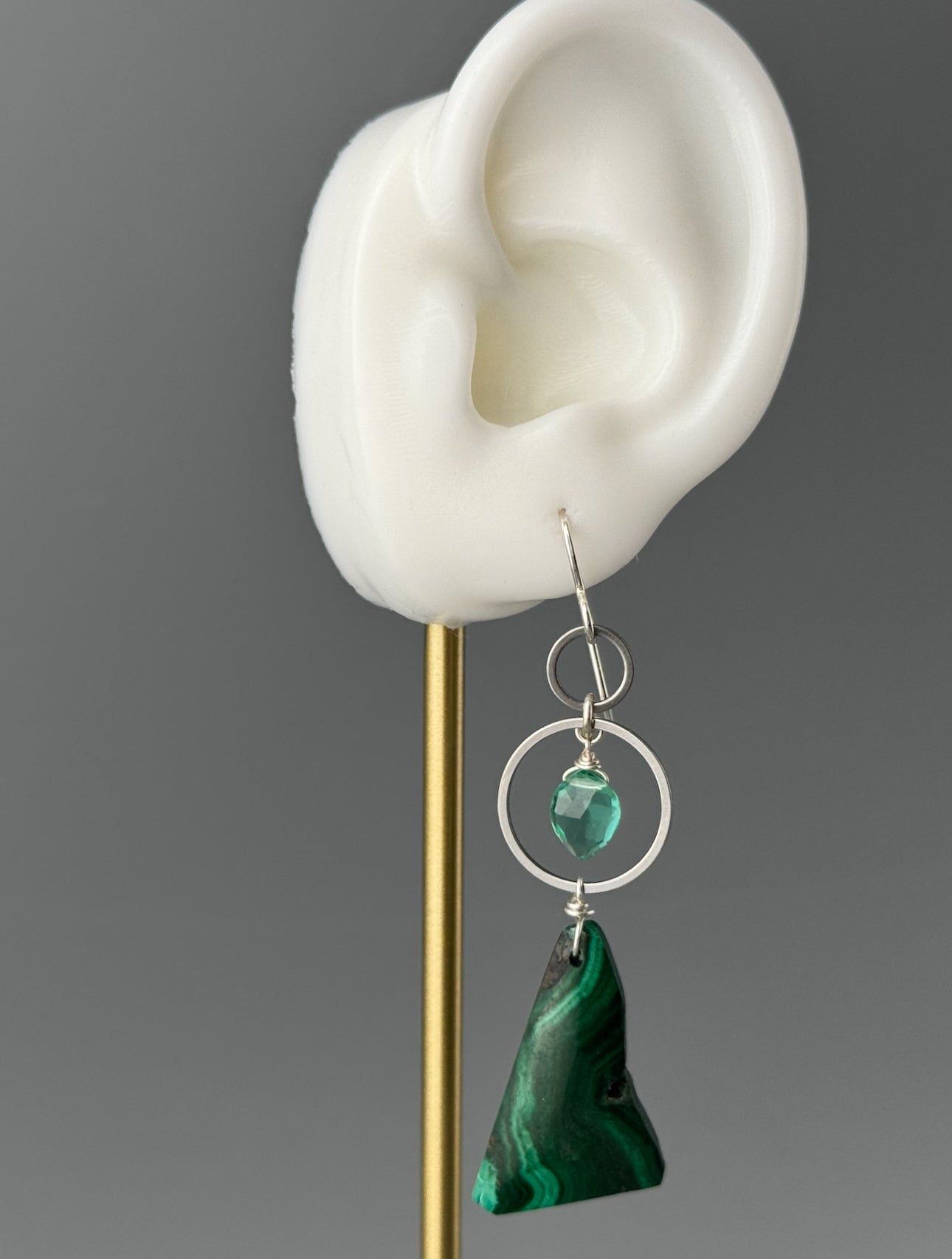 •EQUA-LUNA• paraiba quartz + congolese malachite silver earrings