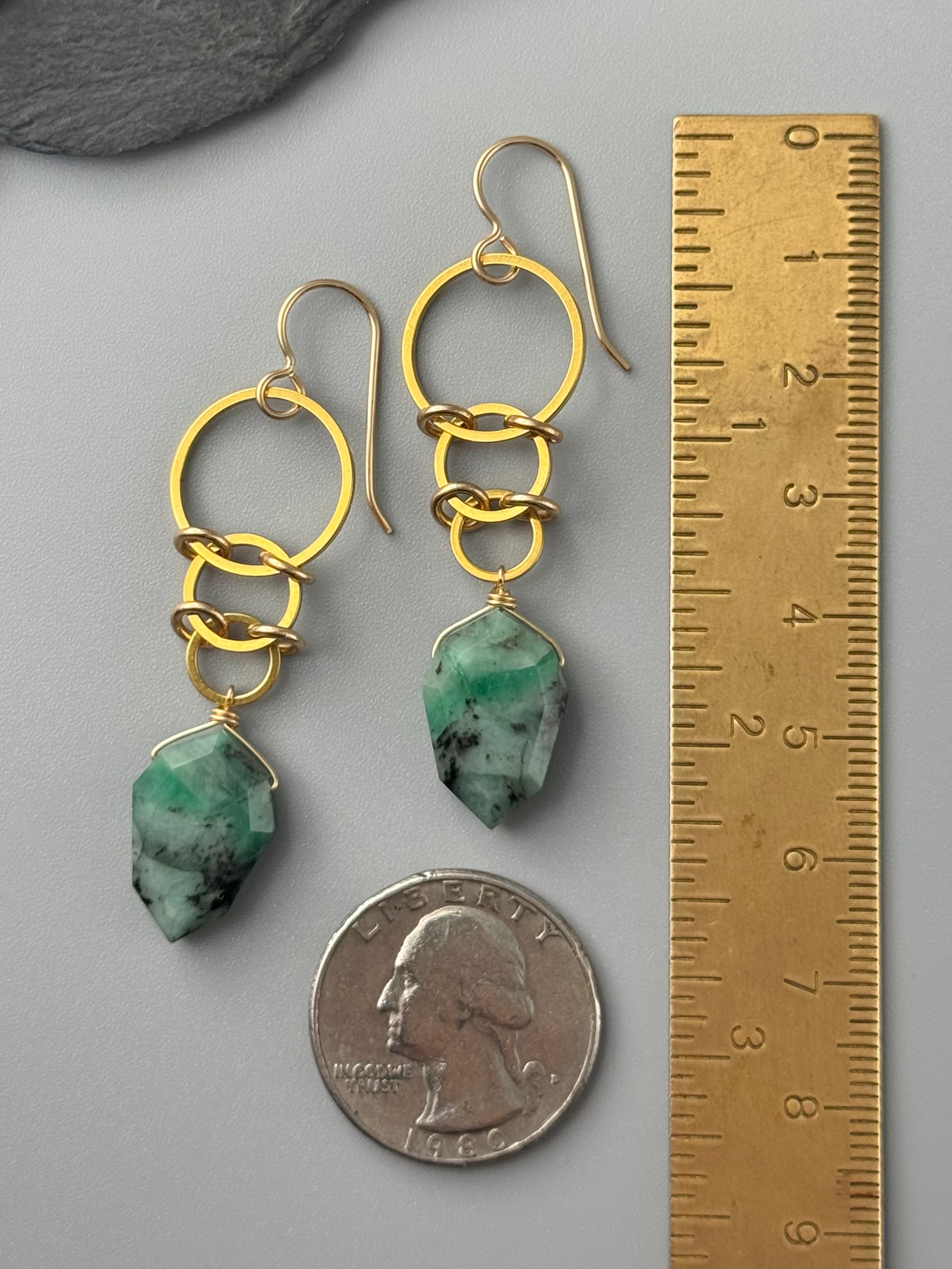 •EOWYN• emerald + gold earrings