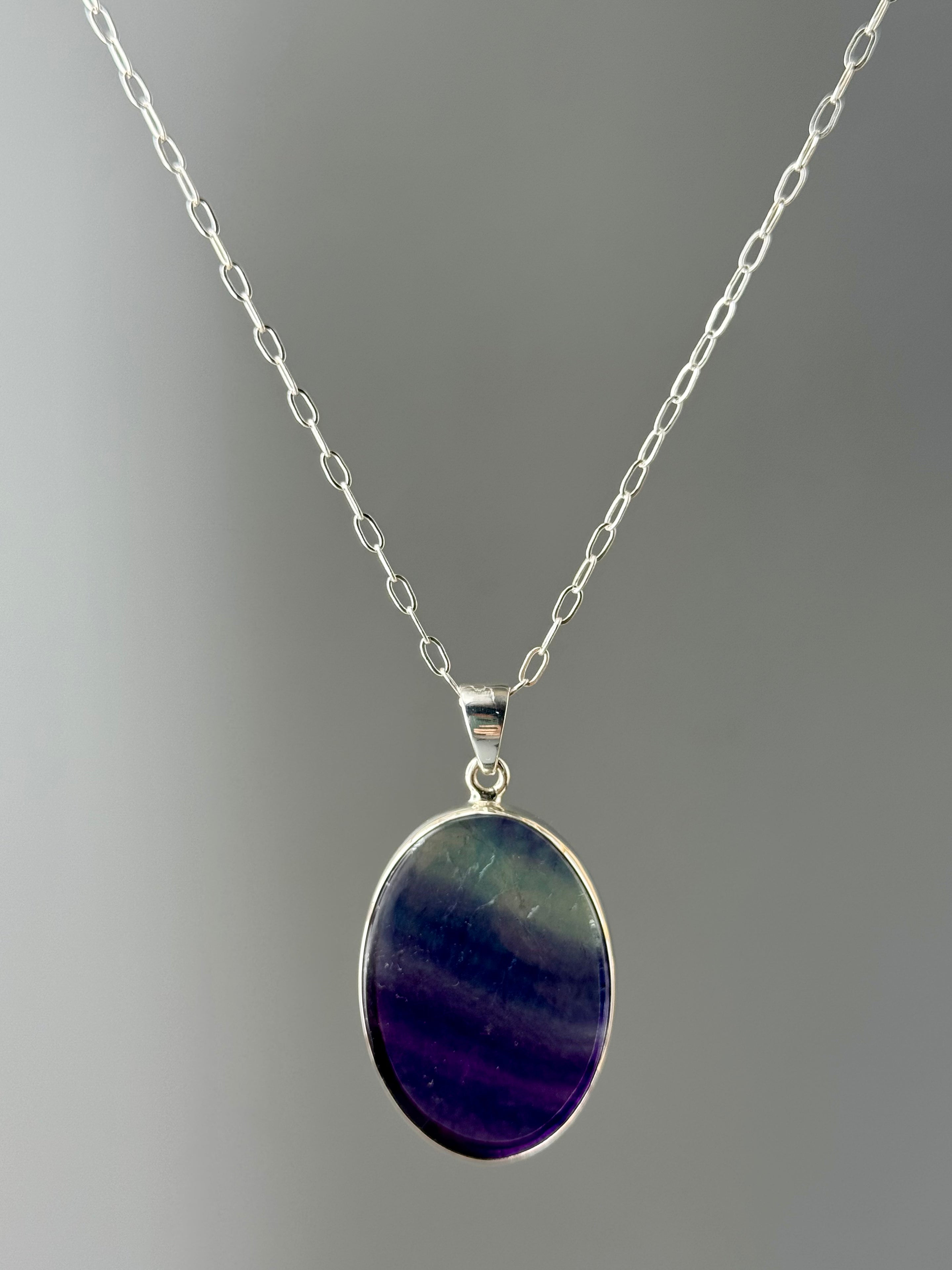 •FLUORITE OVAL - 1• sterling silver pendant