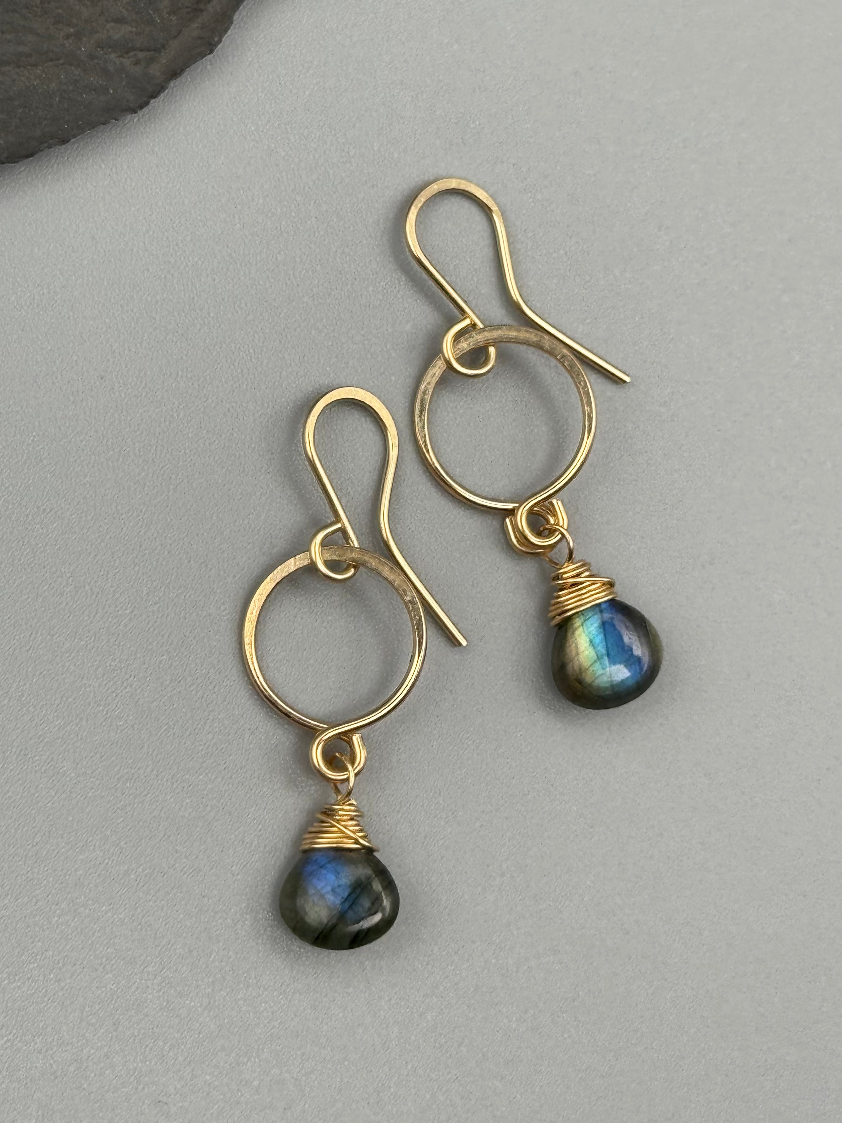 •DROPLET• labradorite + gold dangle earrings