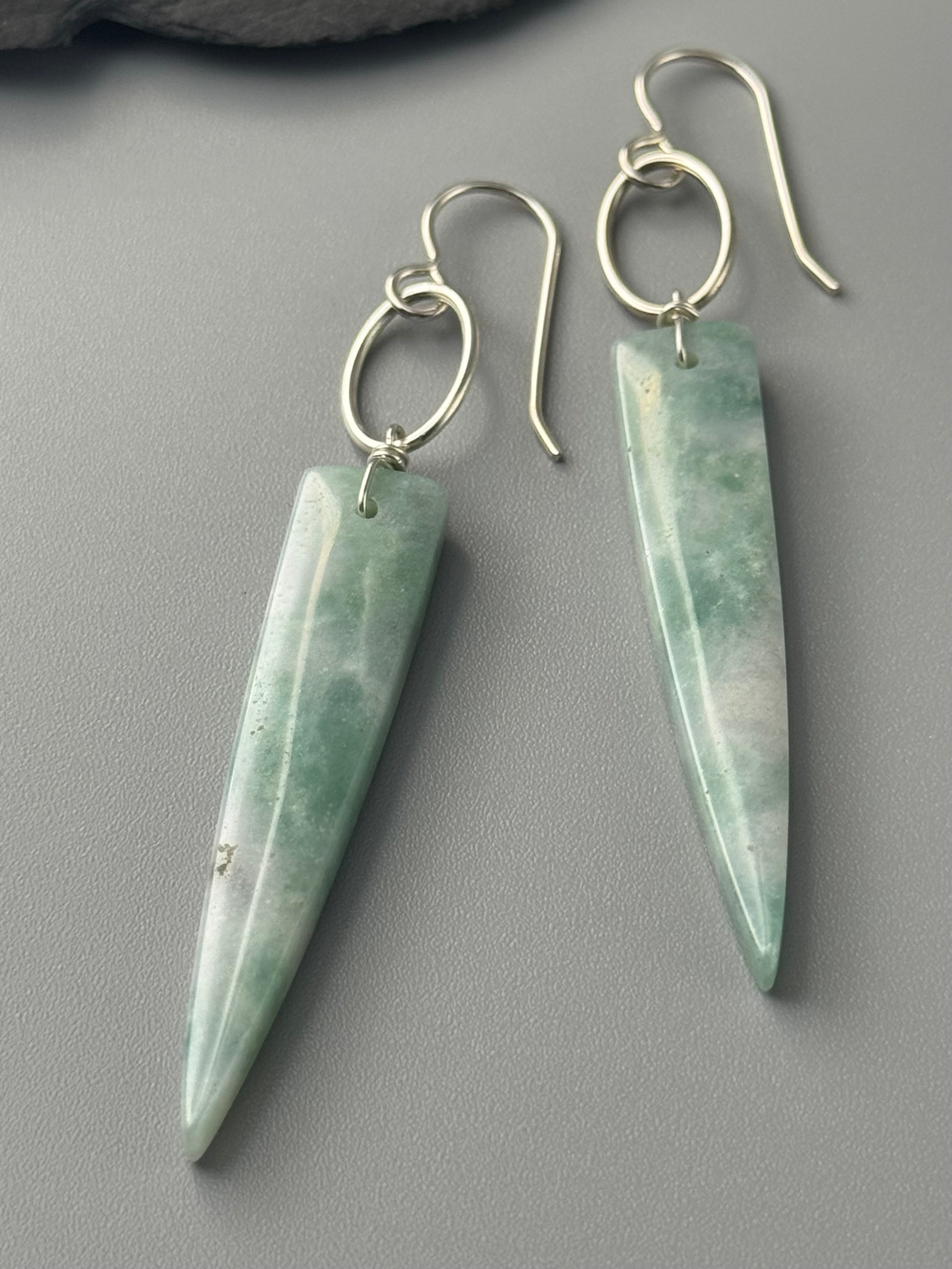 •LUNA• green mountain jade + silver earrings