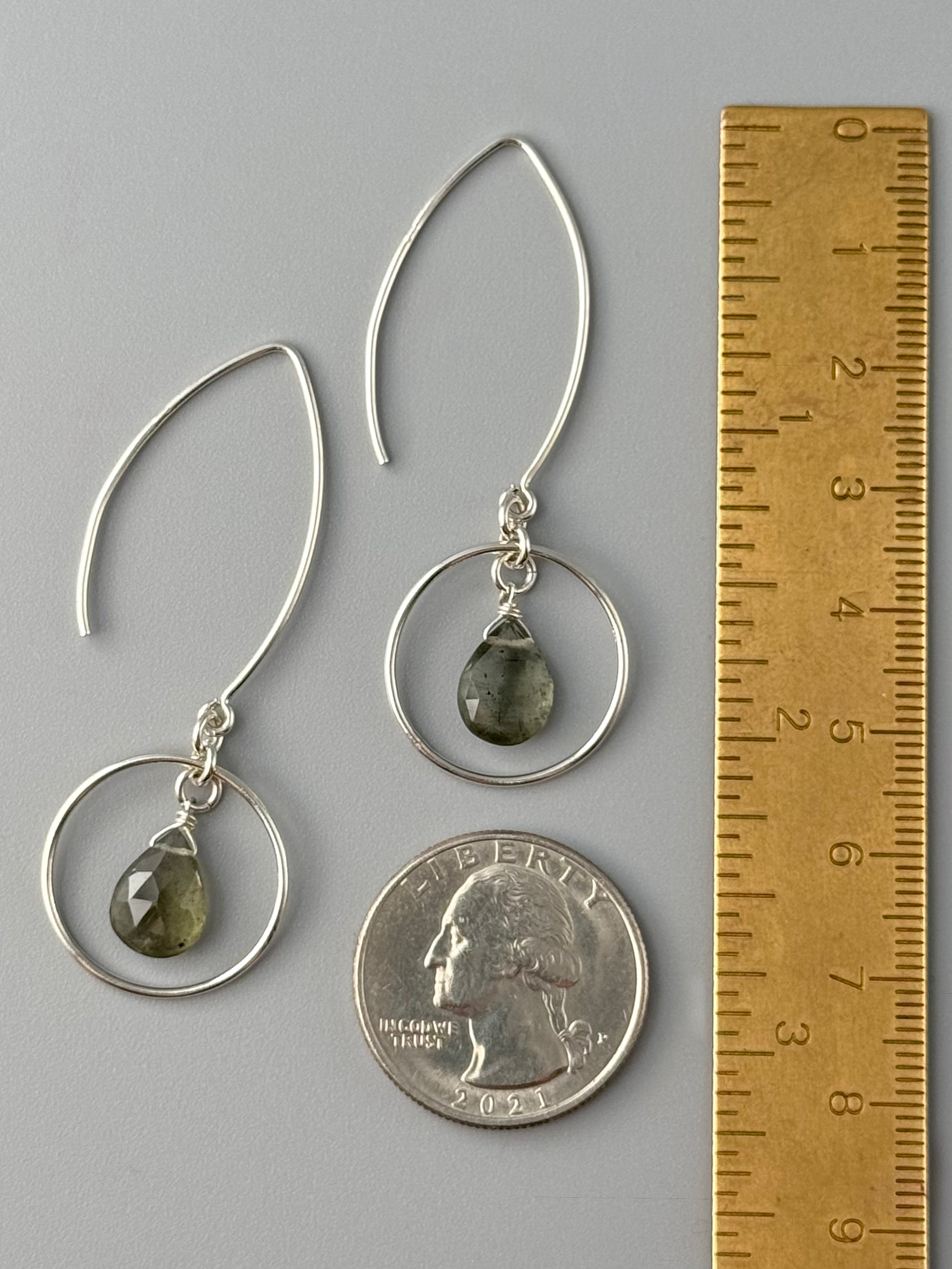 •LUNA• moss aquamarine + silver earrings