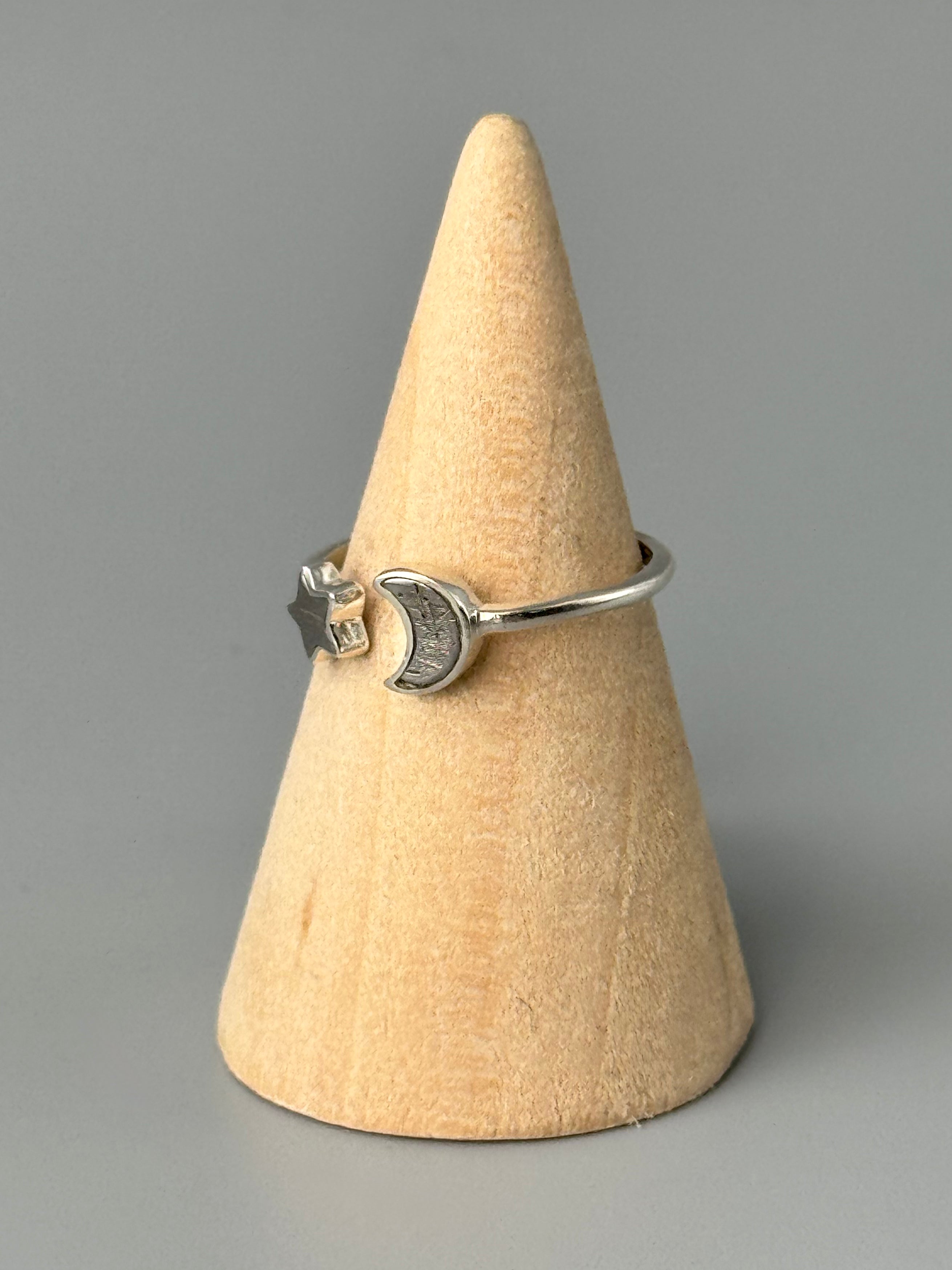 •METEORITE - STAR & MOON• adjustable silver ring