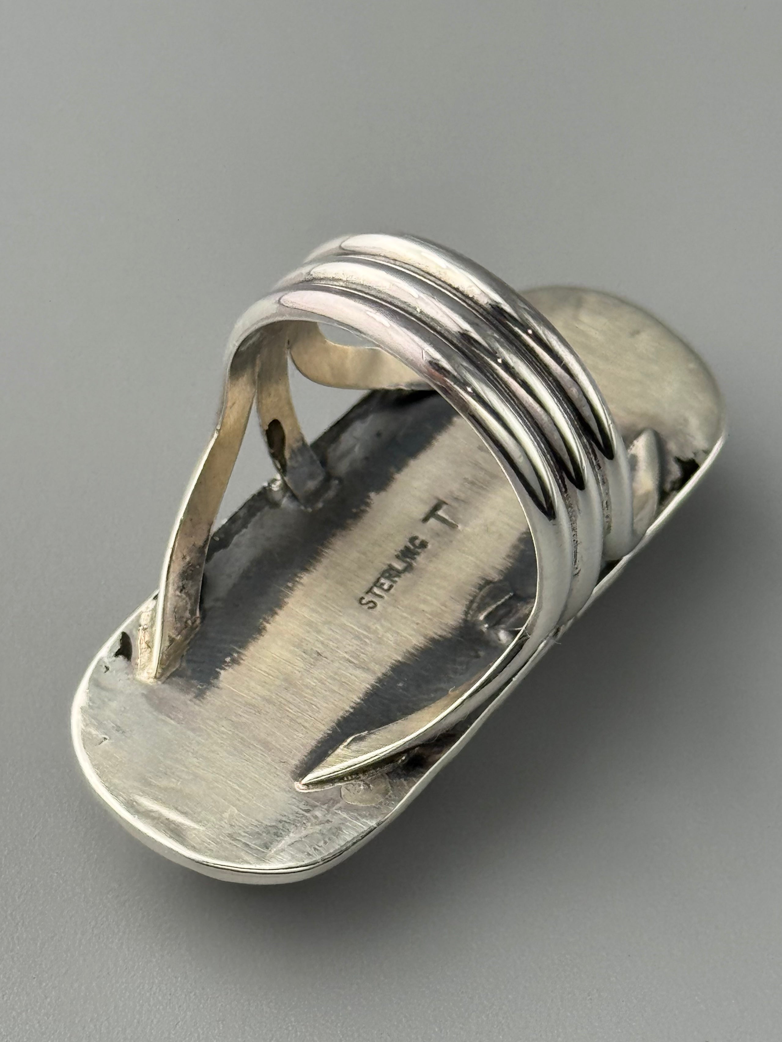 •WILD HORSE JASPER - AZHÍ• Navajo silver ring (size 9.5)