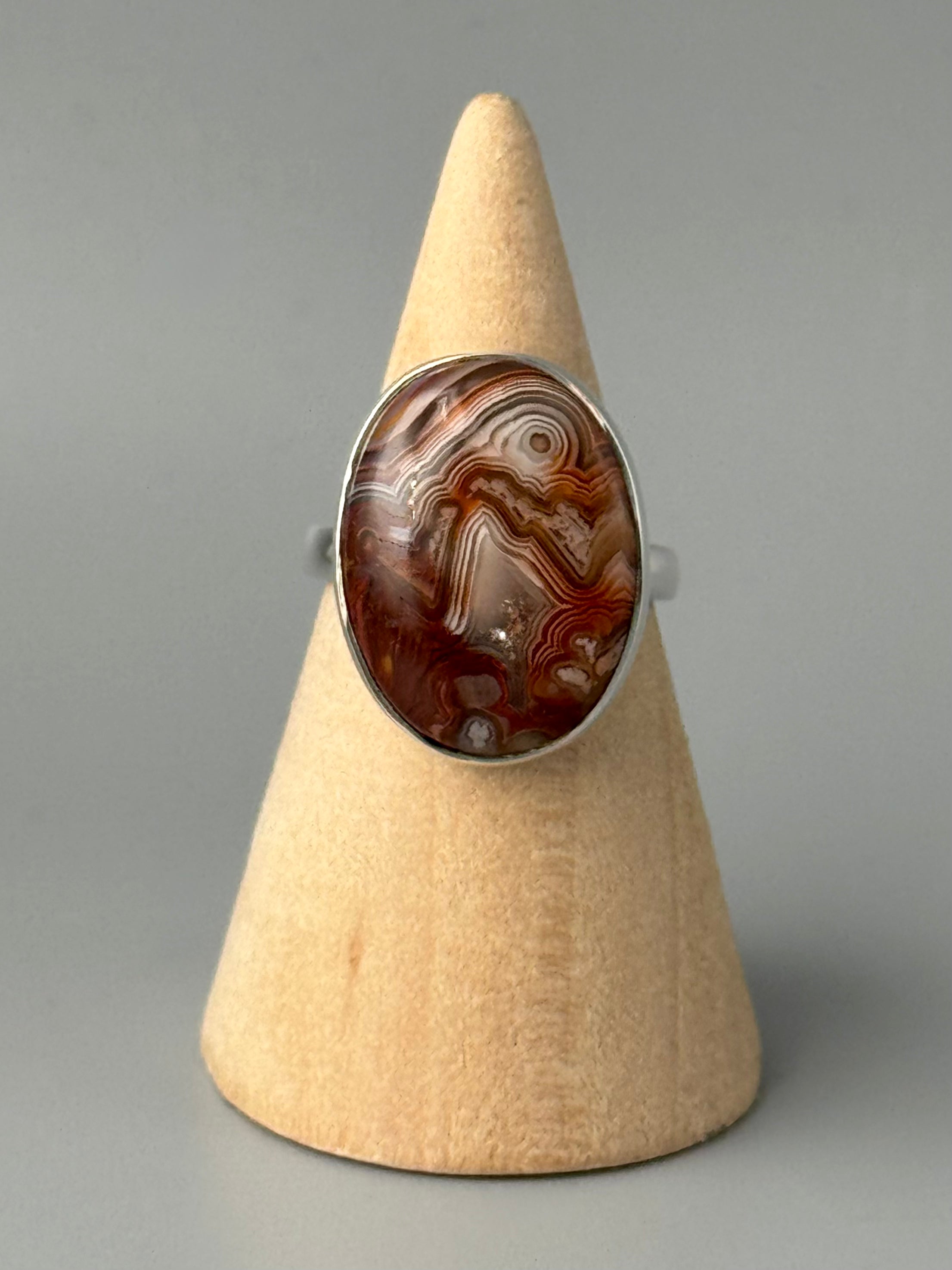 •CRAZY LACE AGATE - OVAL - 1• silver ring (size 7.25)