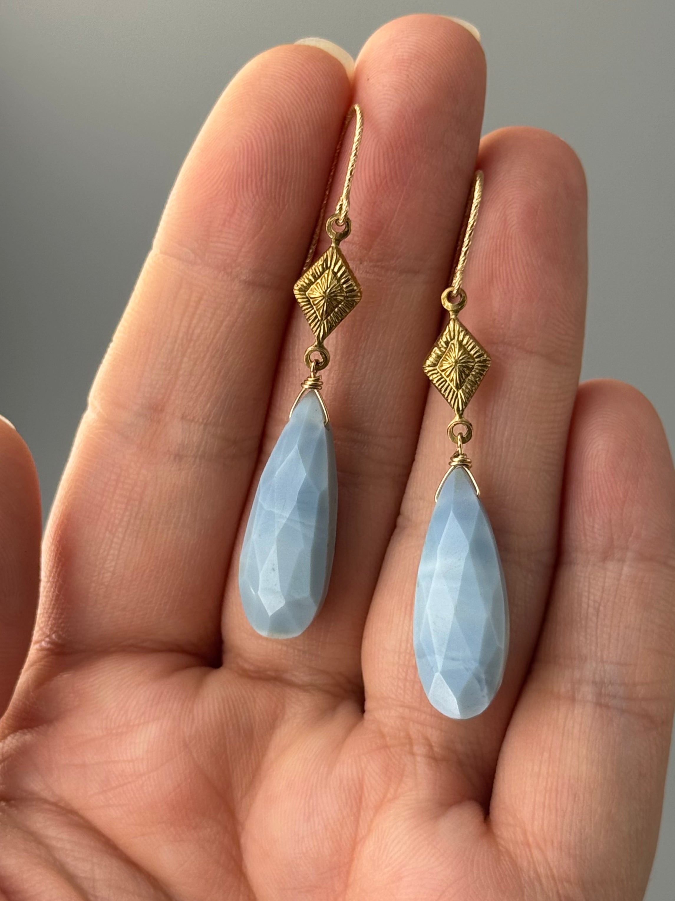 •AGATHA• blue opal + gold earrings