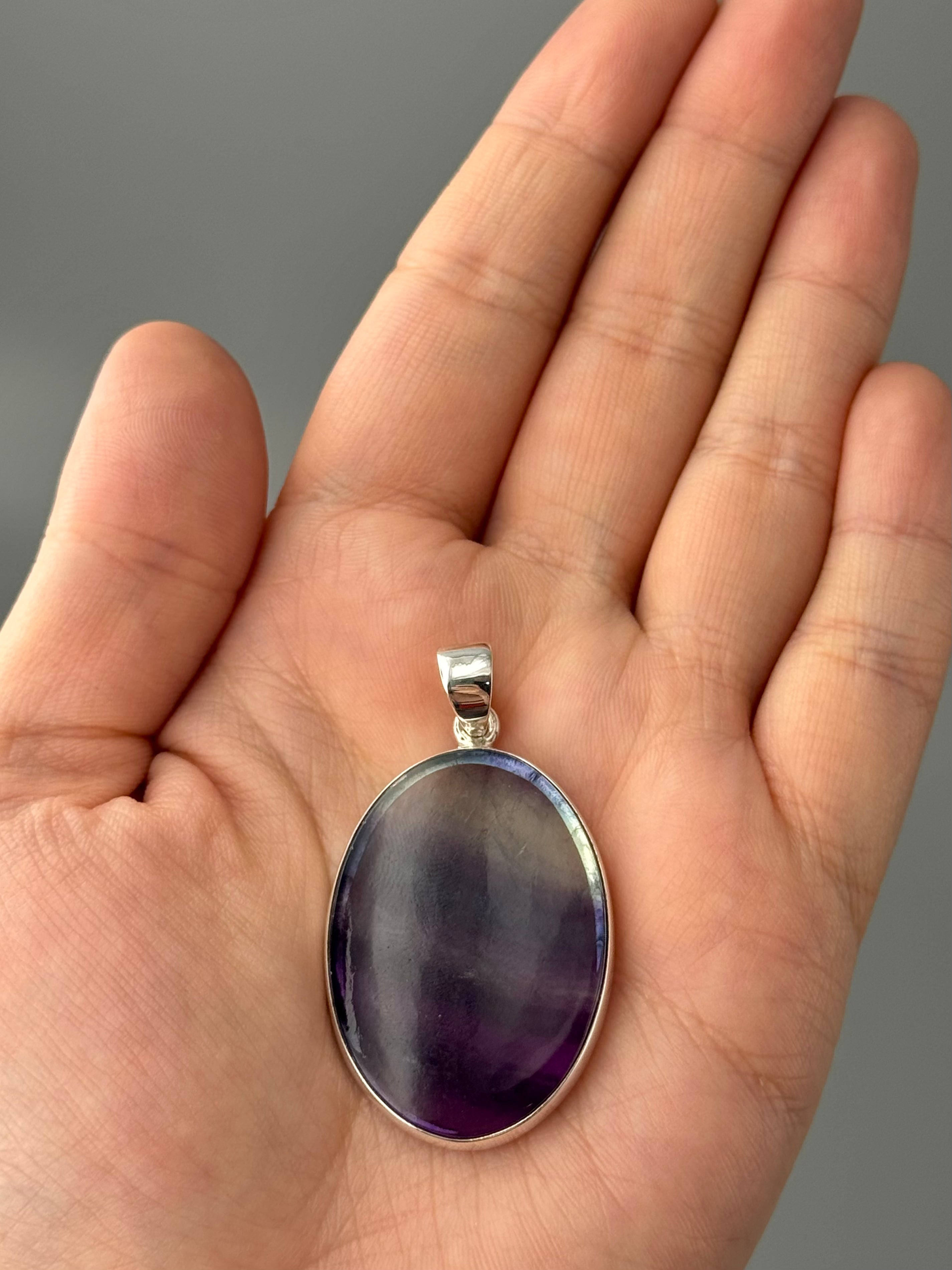 •FLUORITE OVAL - 1• sterling silver pendant