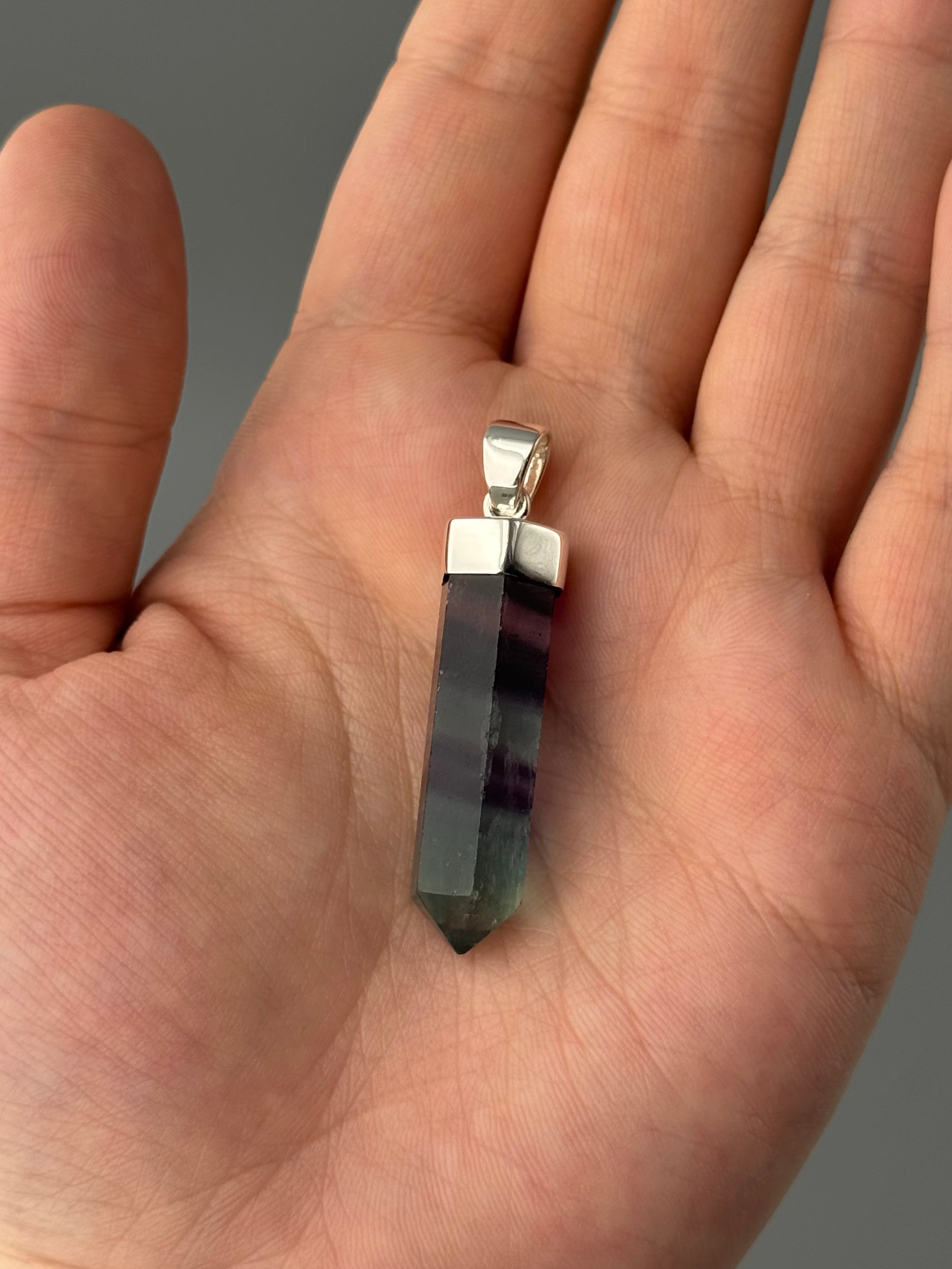 •FLUORITE POINT - 2• sterling silver pendant