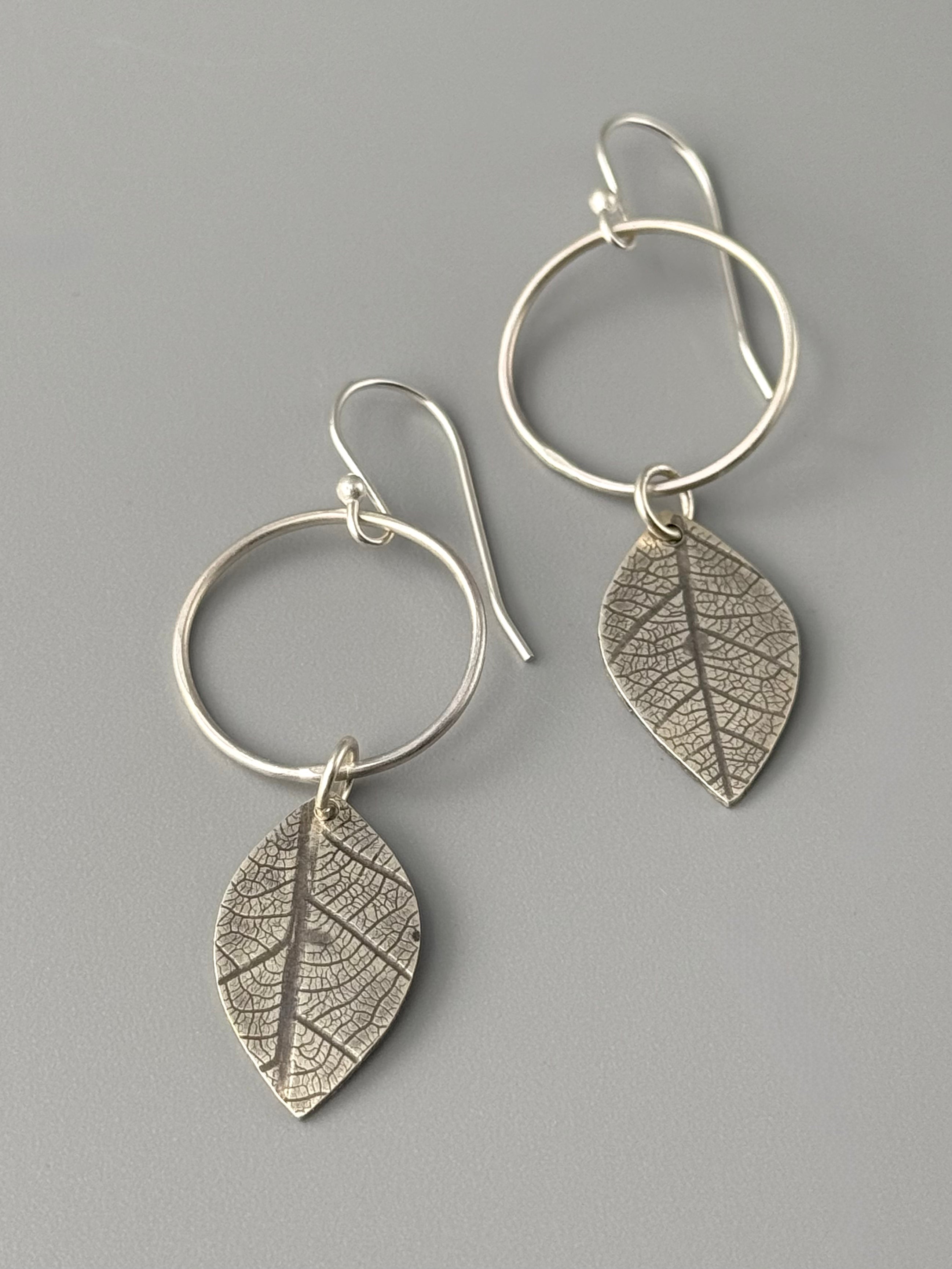 •LEAF MOON• silver dangle earrings