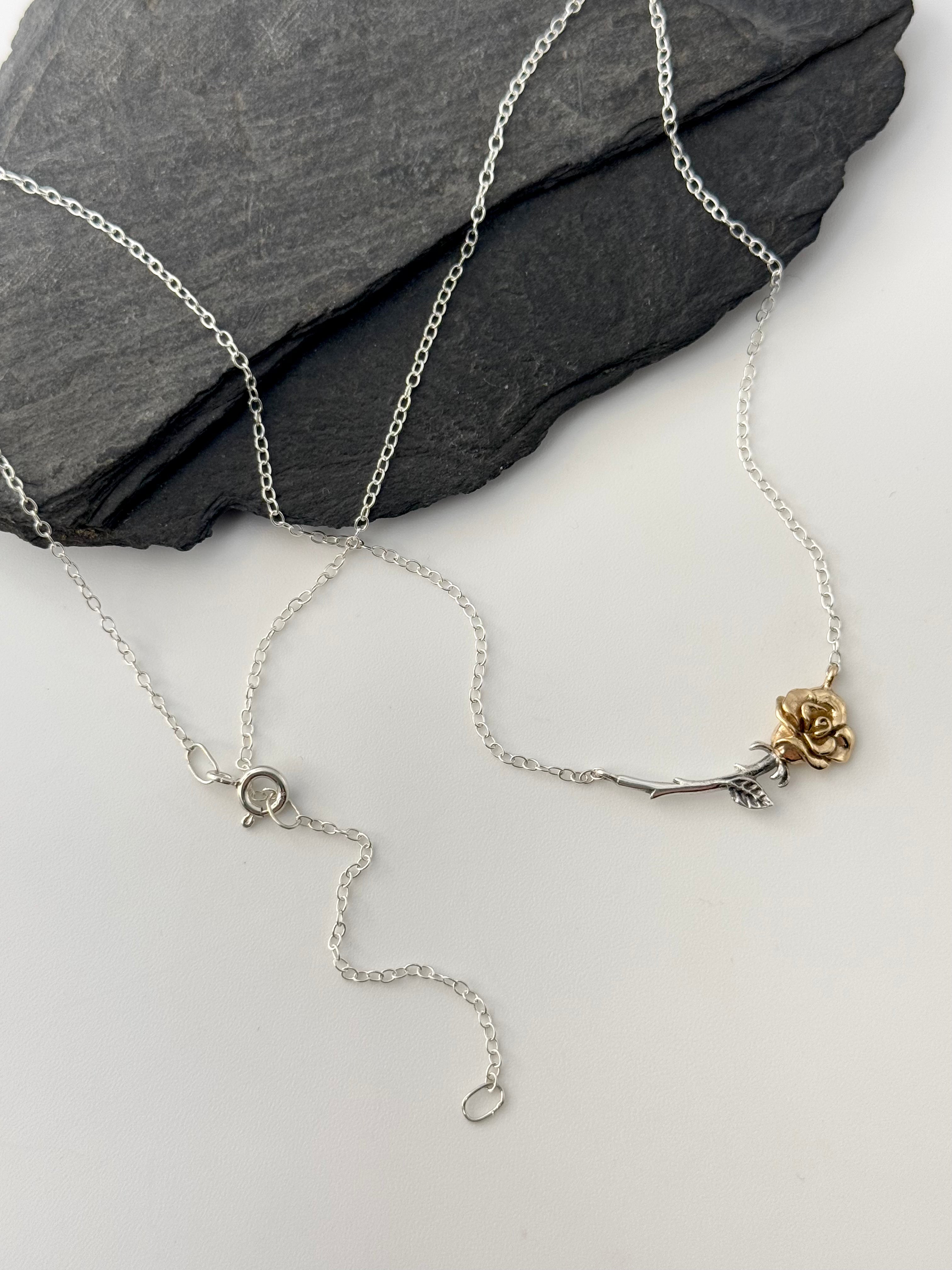 •EVERY ROSE• recycled silver + bronze necklace