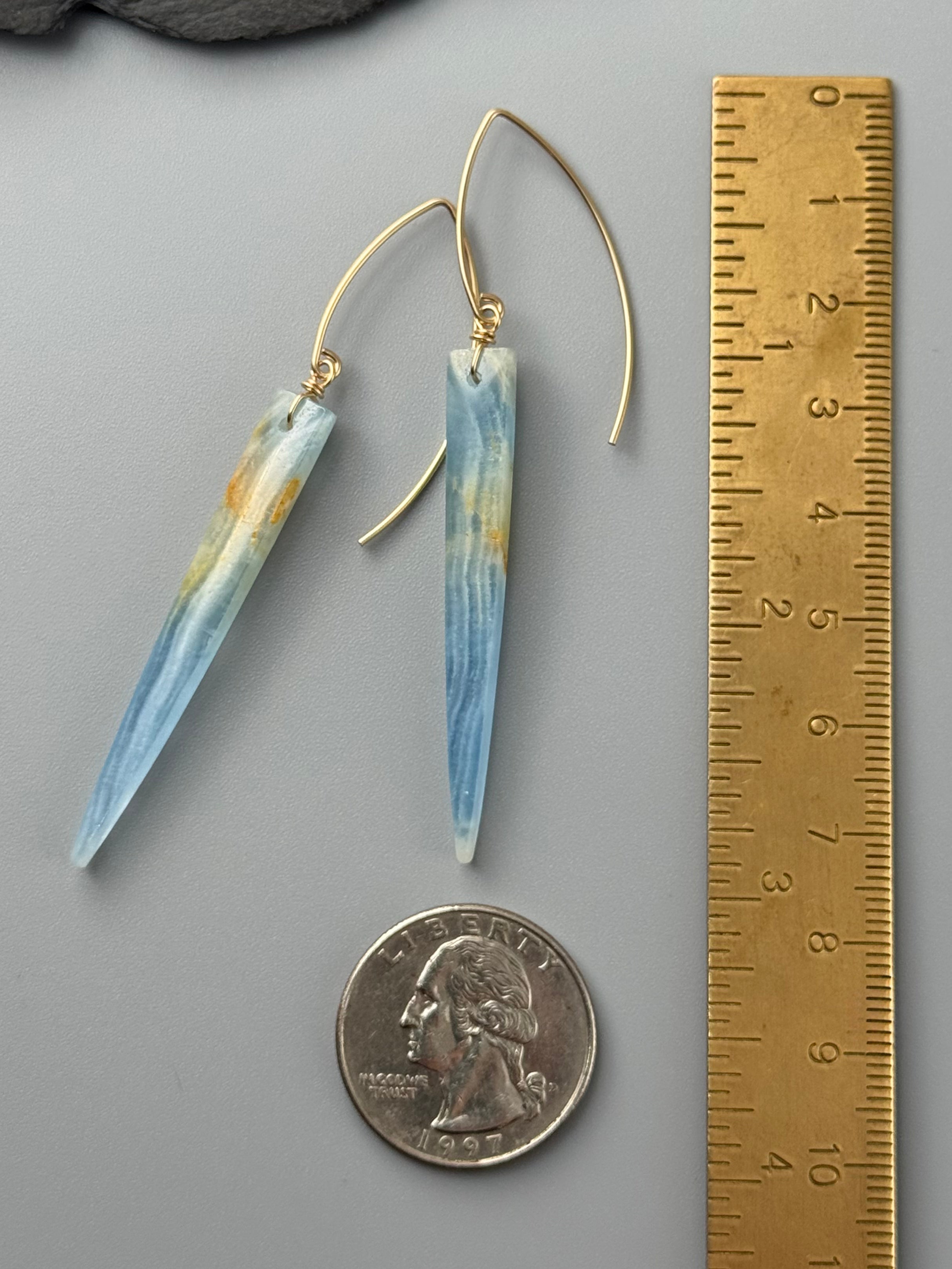 •STRAY• blue calcite + gold earrings