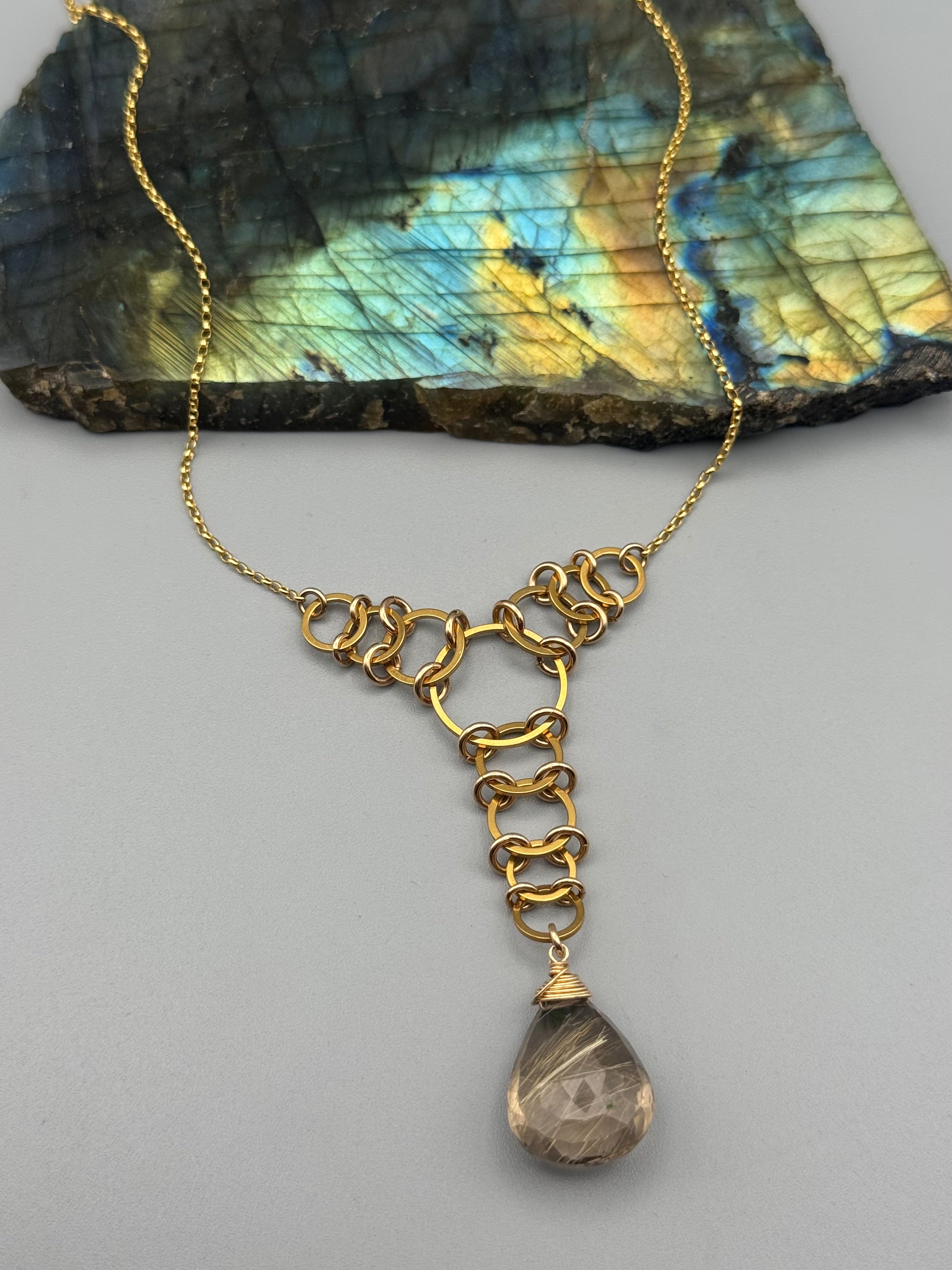 •EOWYN• rutilated quartz + gold necklace (17"-19" long)
