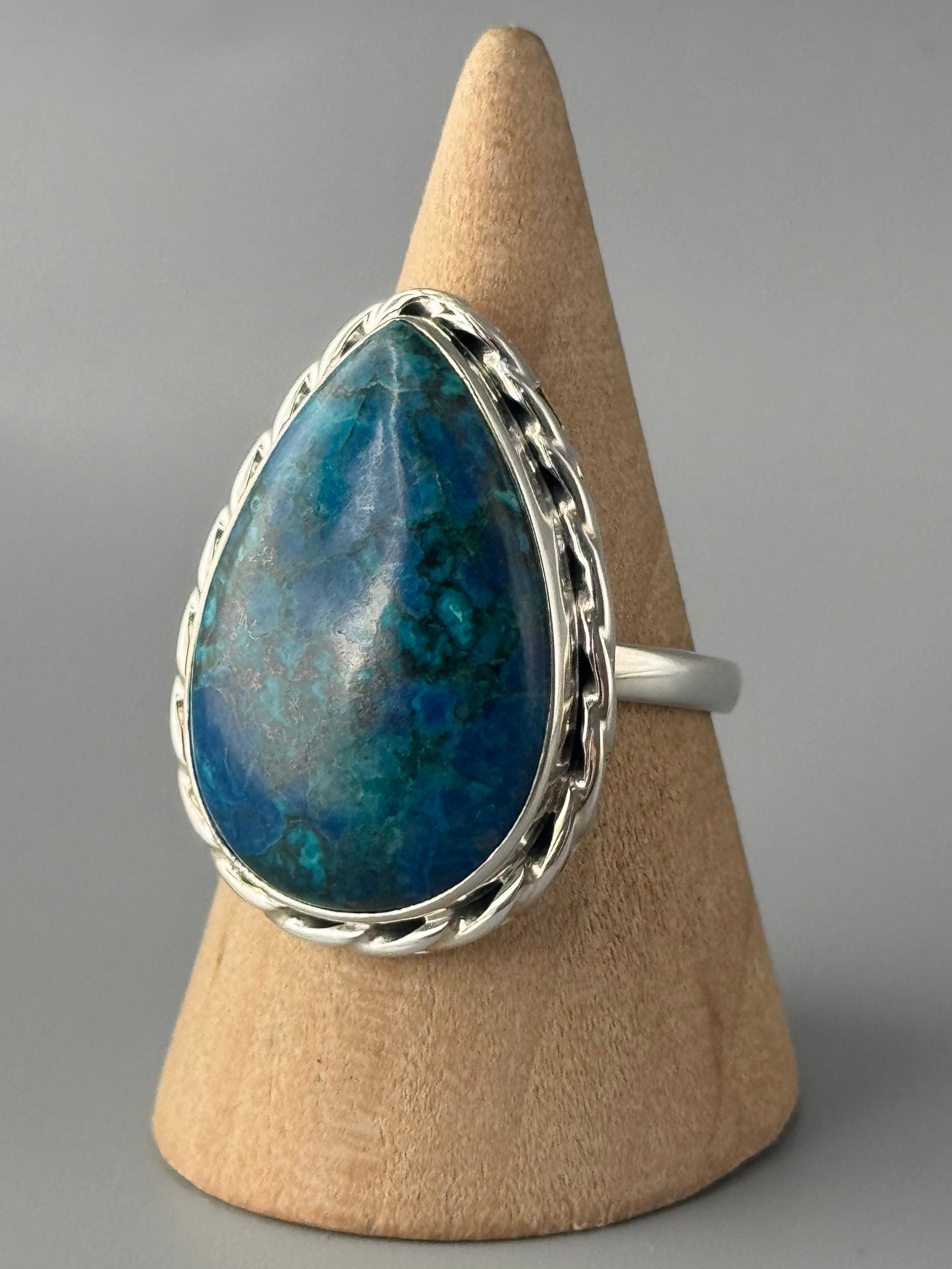 •SHATTUCKITE - TWINE TEAR• sterling silver ring (size 10)