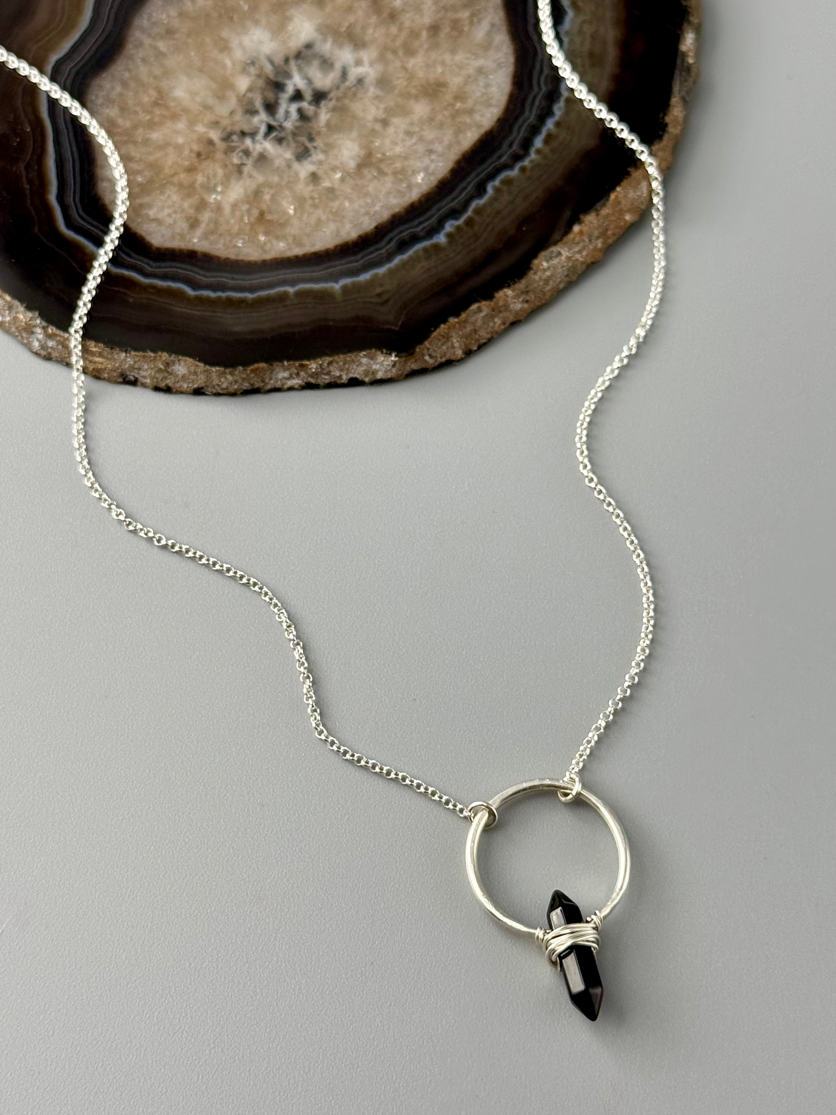 •CREST• obsidian + silver necklace (various lengths)