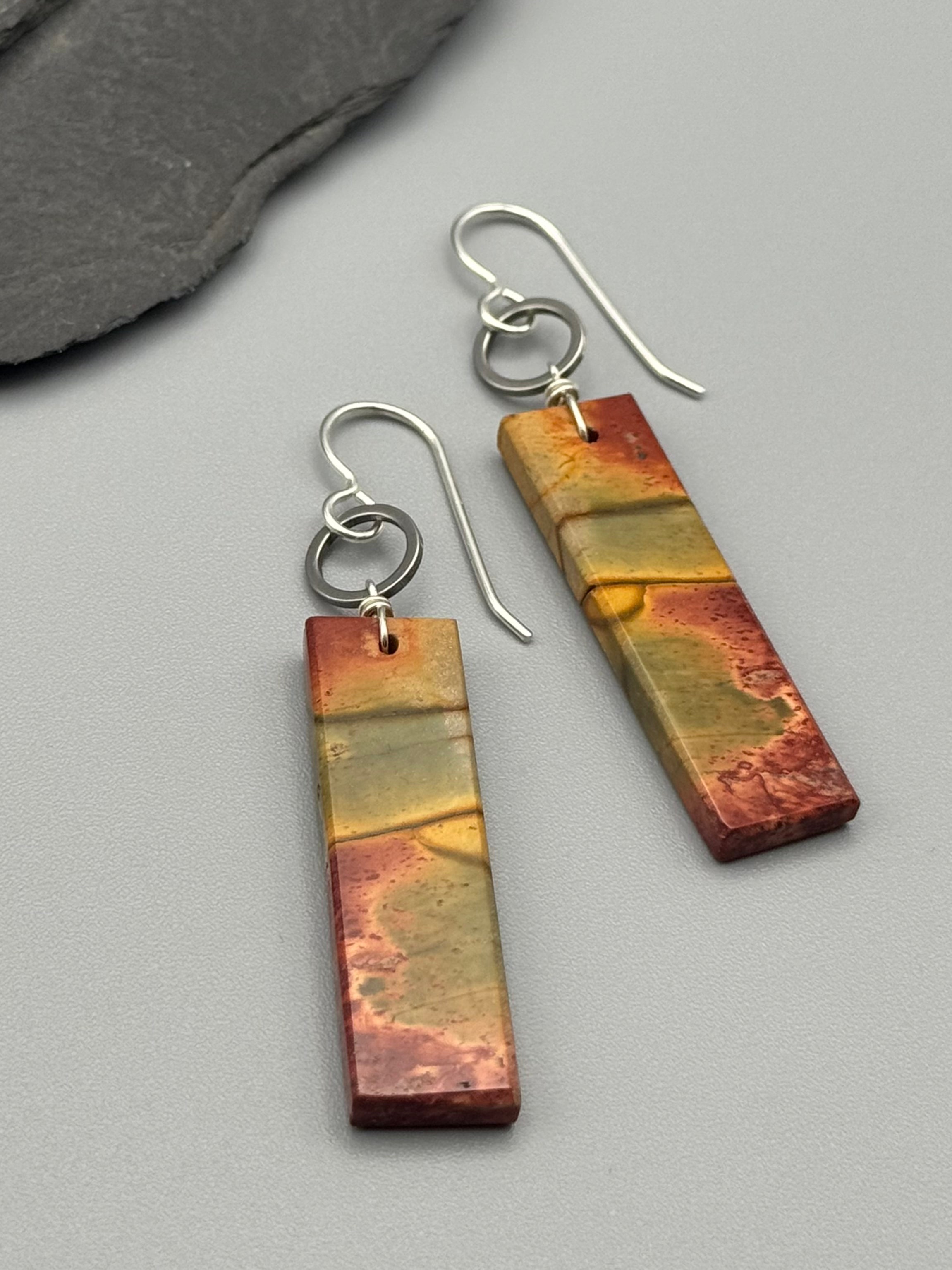 •LUNA• red creek jasper + silver earrings