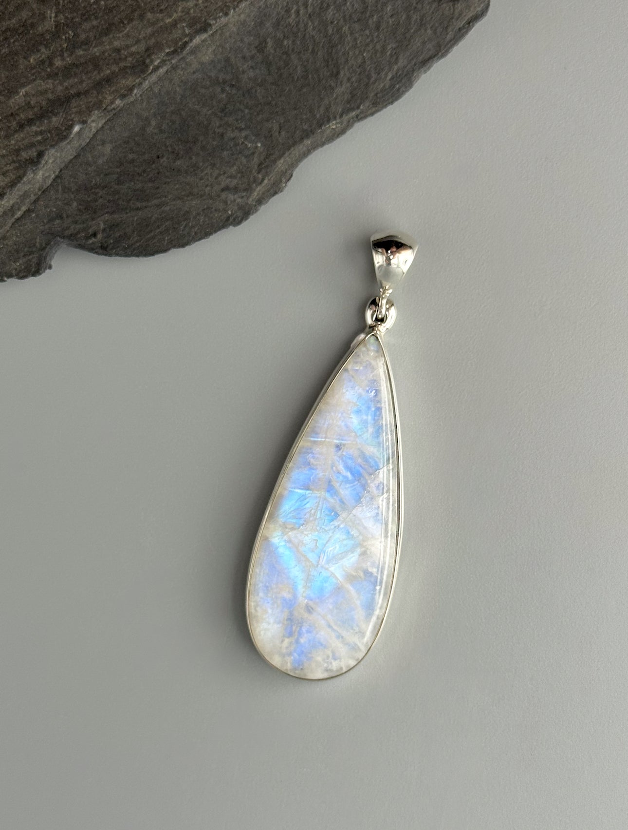 •RAINBOW MOONSTONE - LARGE TEARDROP• sterling silver pendant